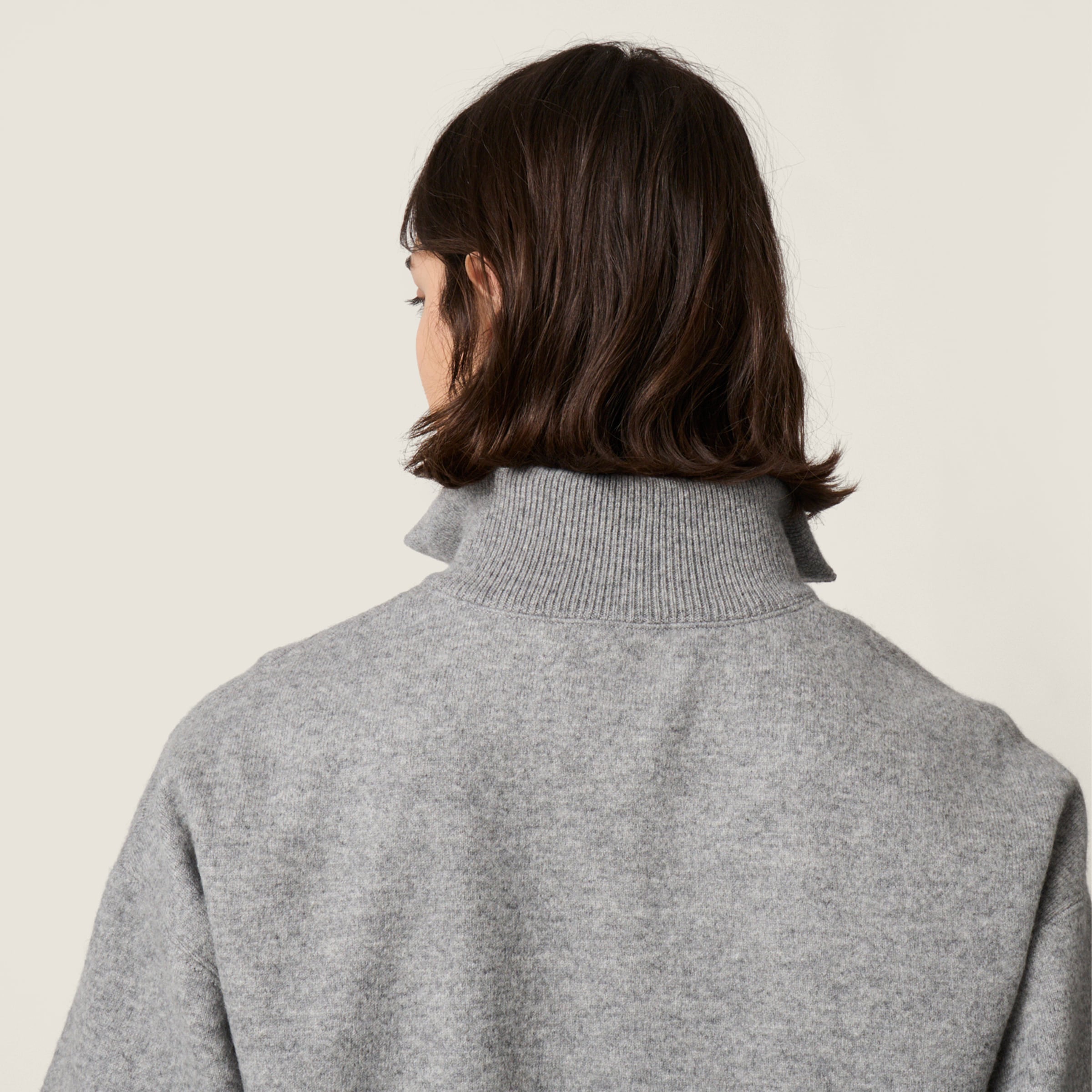 Cashmere and jersey zipper cardigan - thumbnail 5