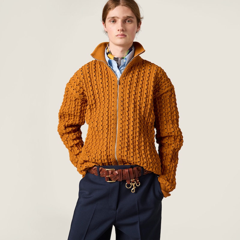 Technical yarn zipper cardigan