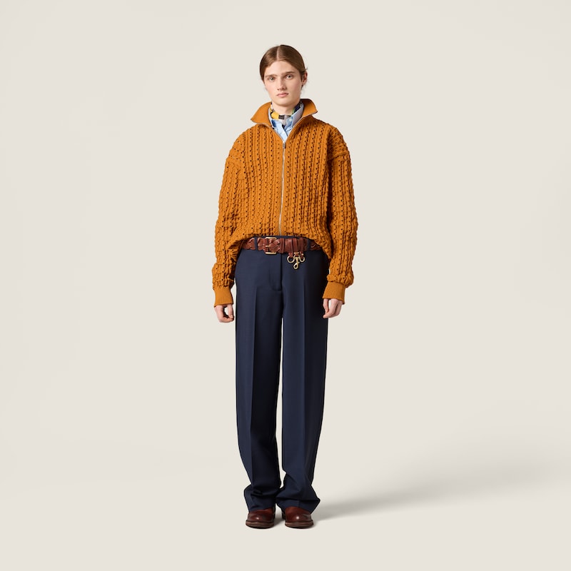 Technical yarn zipper cardigan