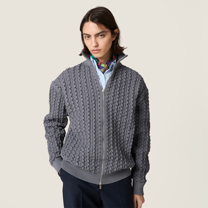 Technical yarn zipper cardigan