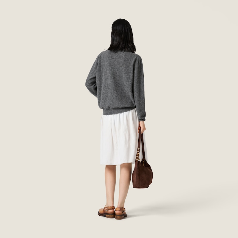 Wool and cashmere cardigan with suede details