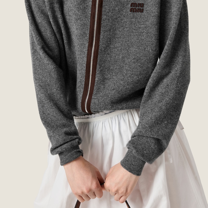 Wool and cashmere cardigan with suede details