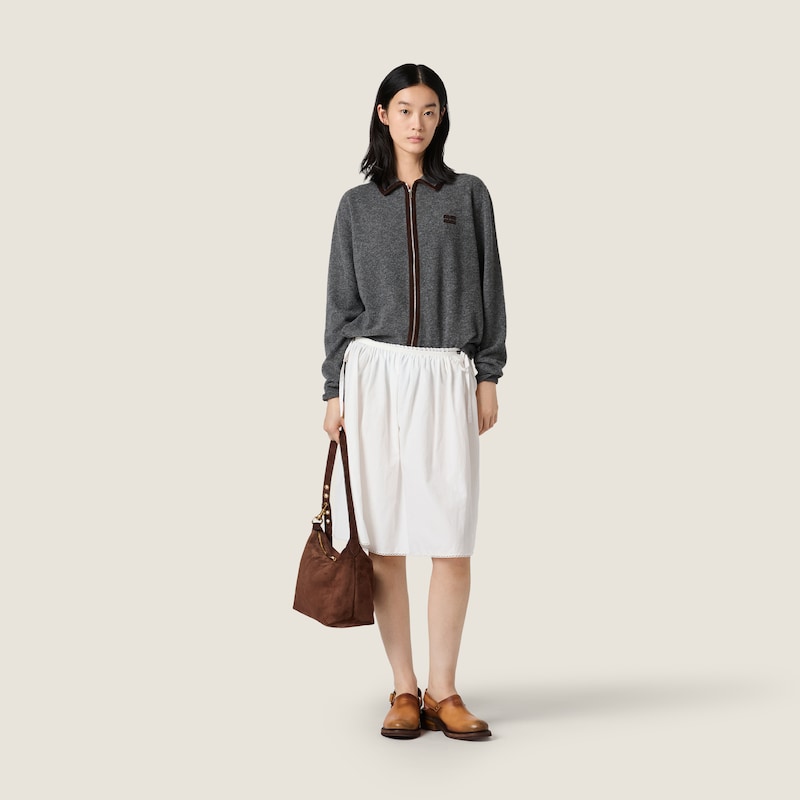 Wool and cashmere cardigan with suede details