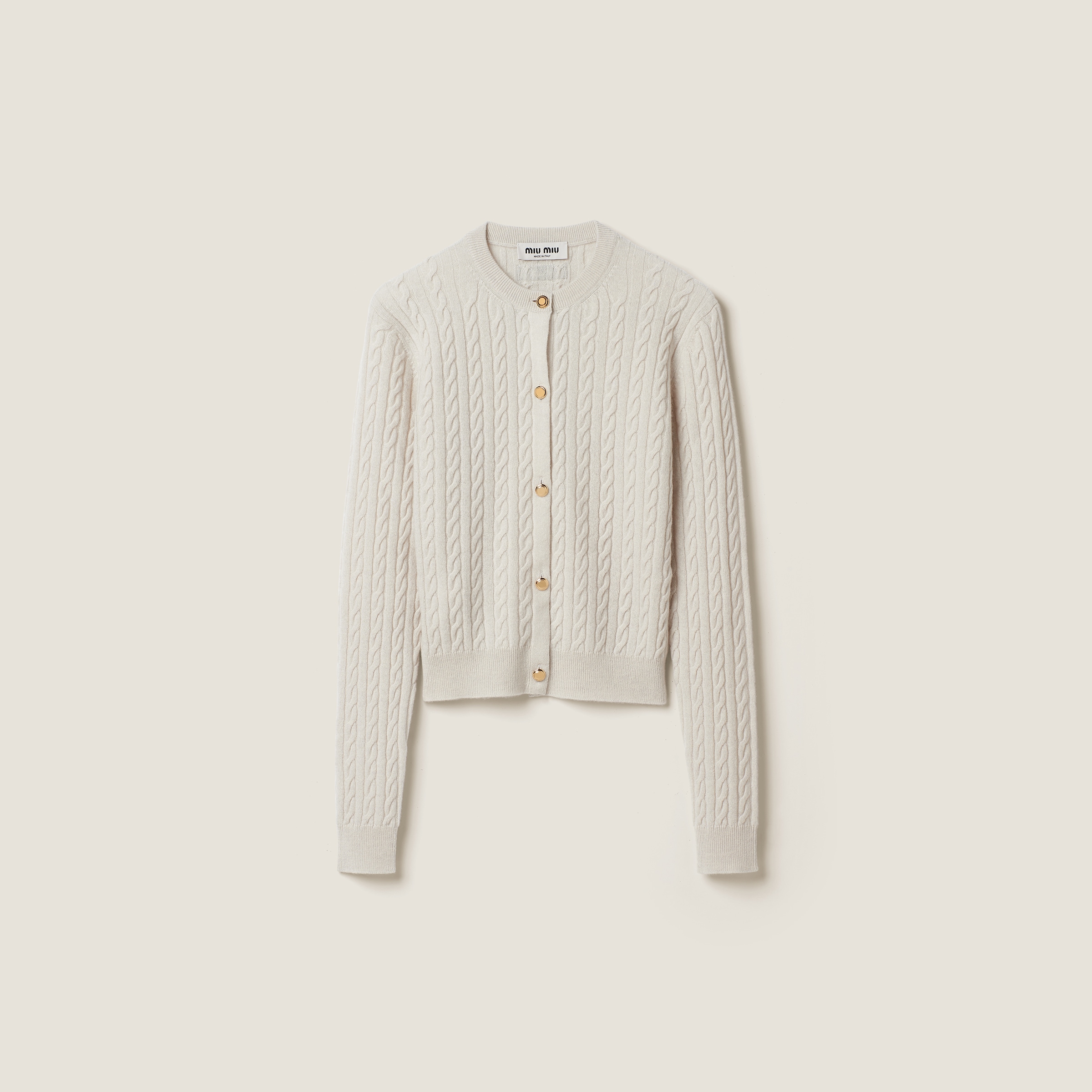 Shop Miu Miu Cashmere Cardigan In Chalk White