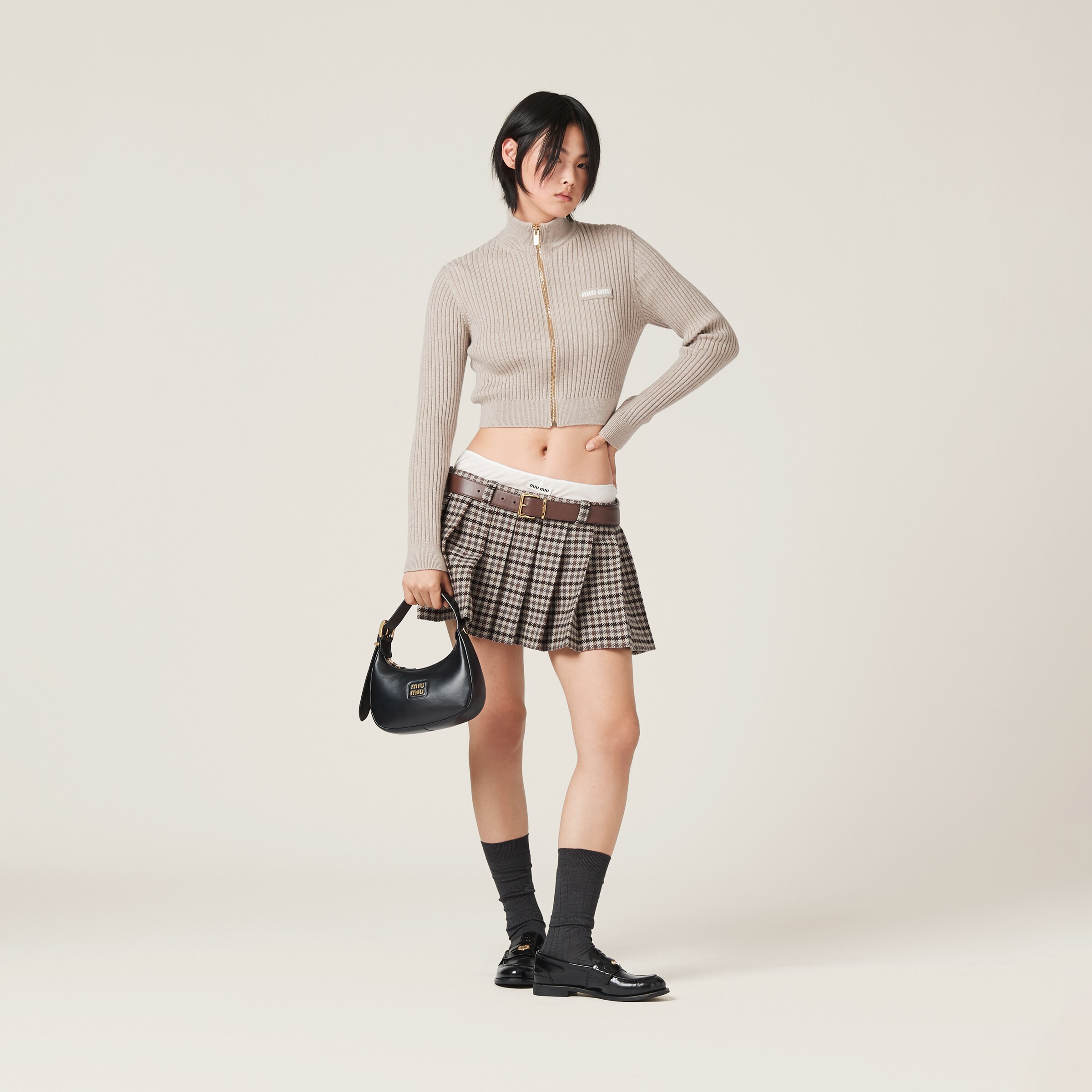 アイボリー ウール ニットカーディガン | Miu Miu