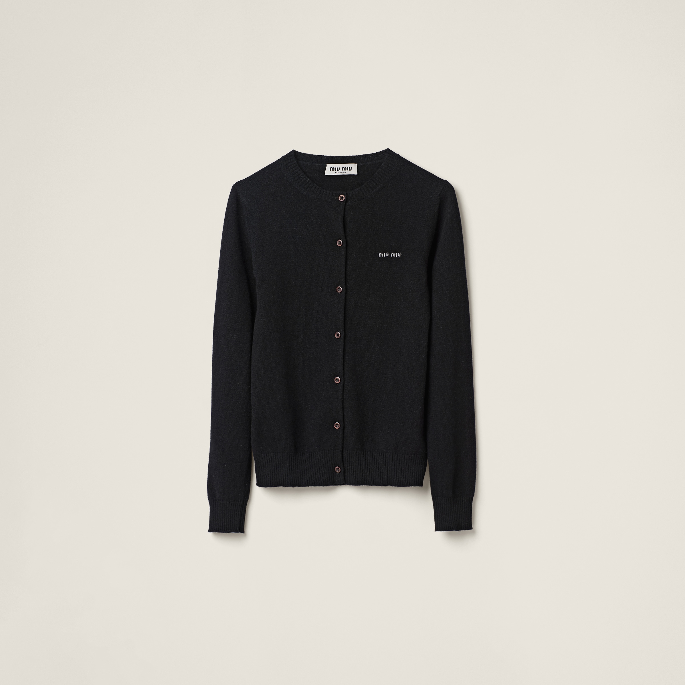 Miumiu Cashmere Knit Cardigan In Black