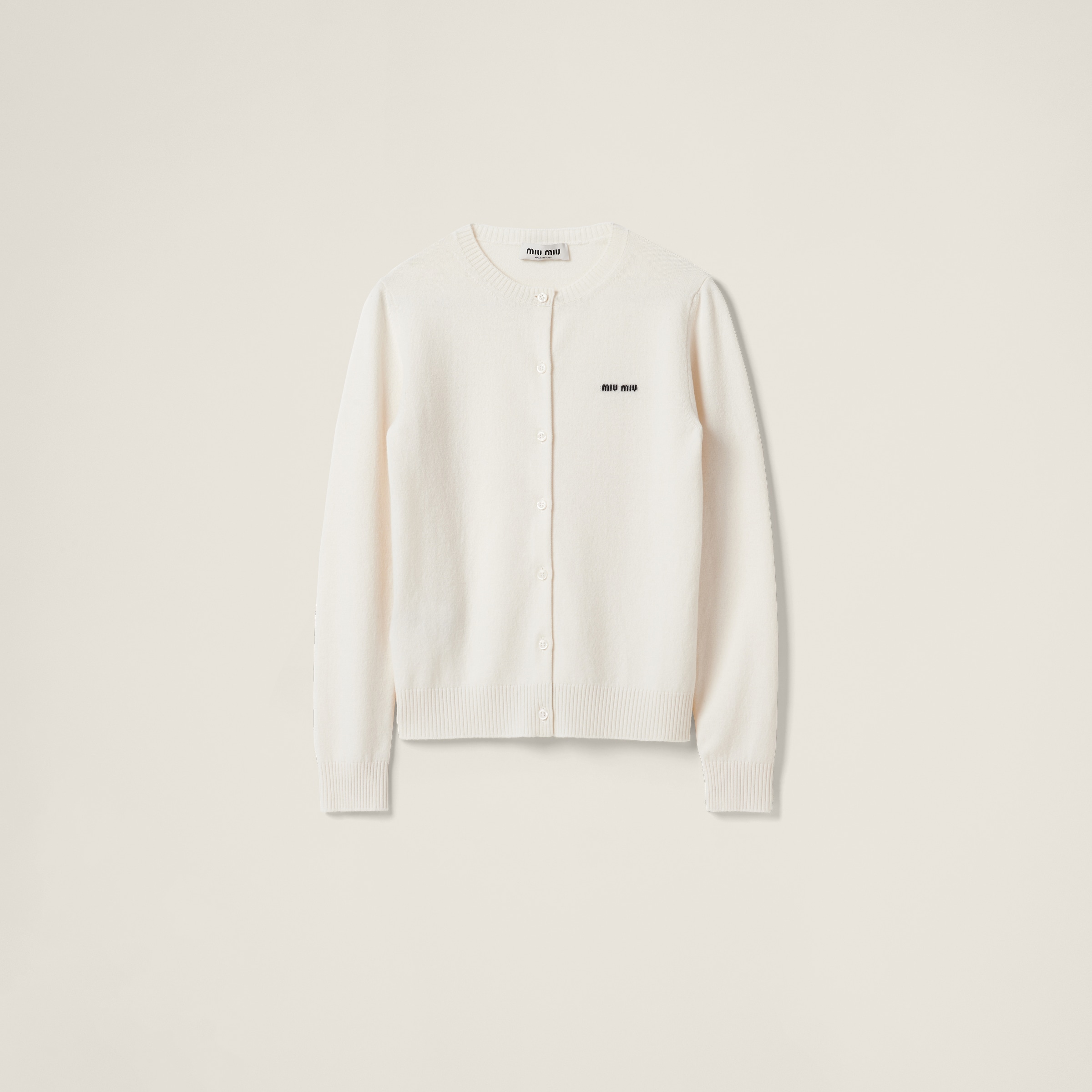 White Cashmere Knit Cardigan | Miu Miu White Cashmere Knit Cardigan | Miu Miu