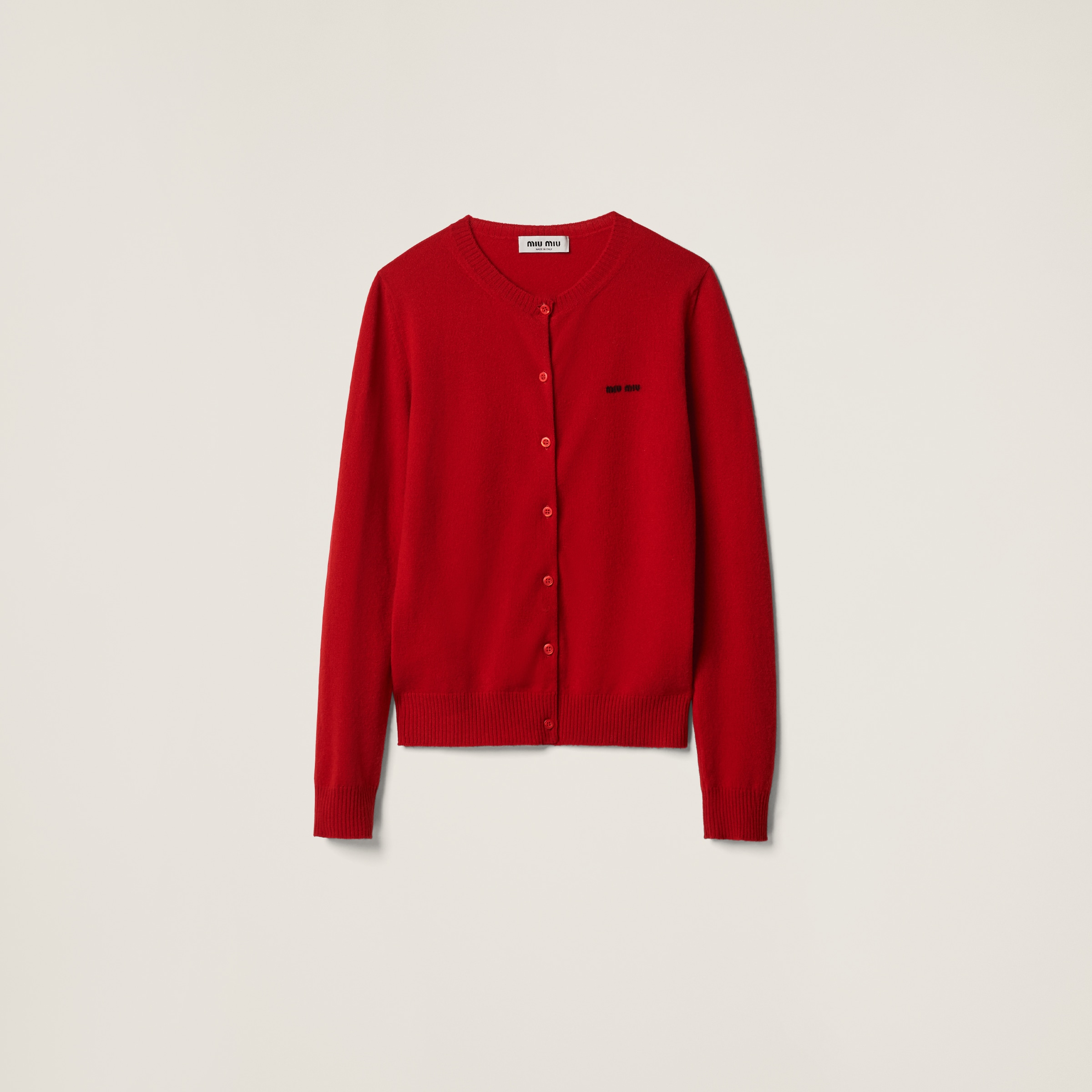 Miumiu Cashmere Knit Cardigan In Red