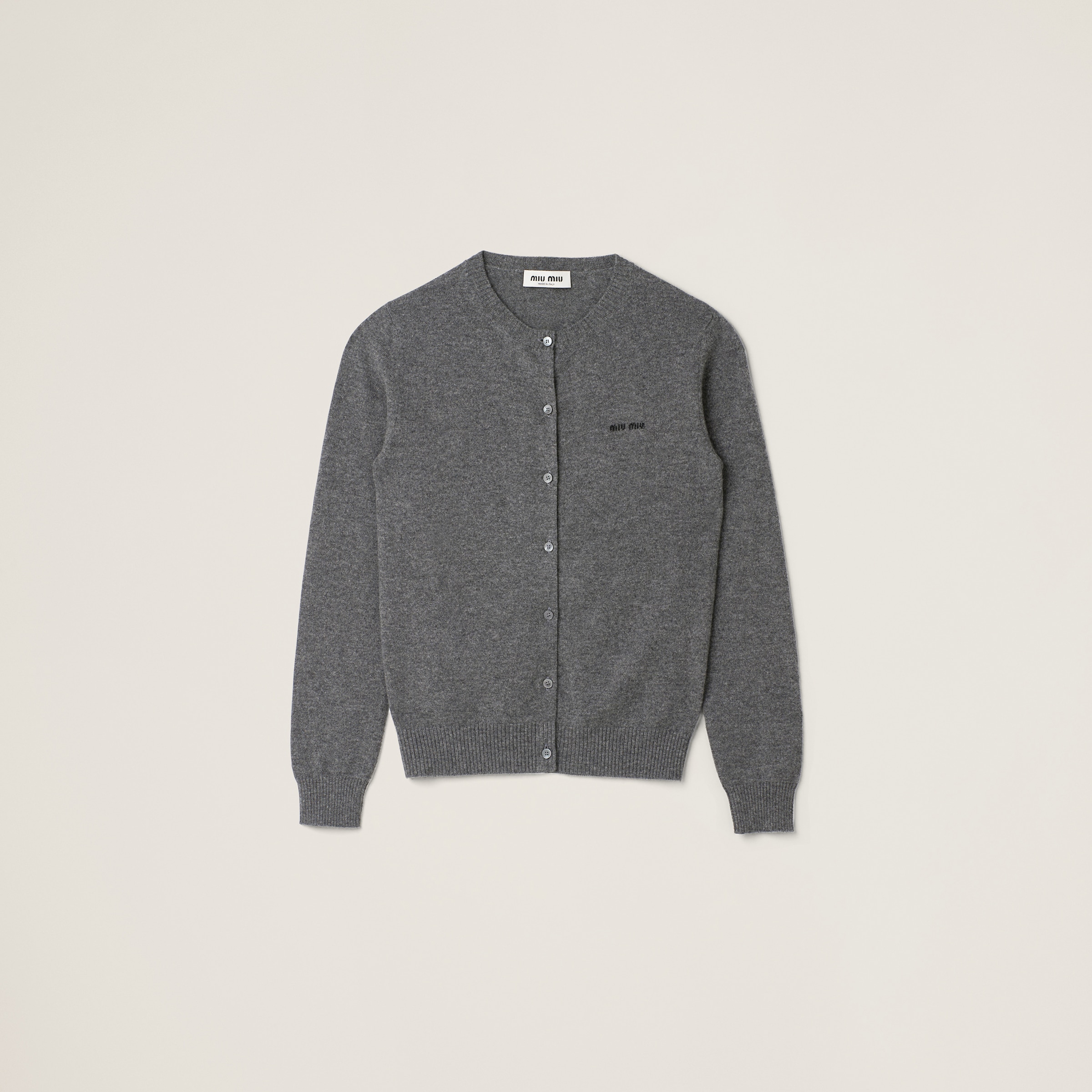 Miu Miu Cashmere Knit Cardigan In Slate Gray