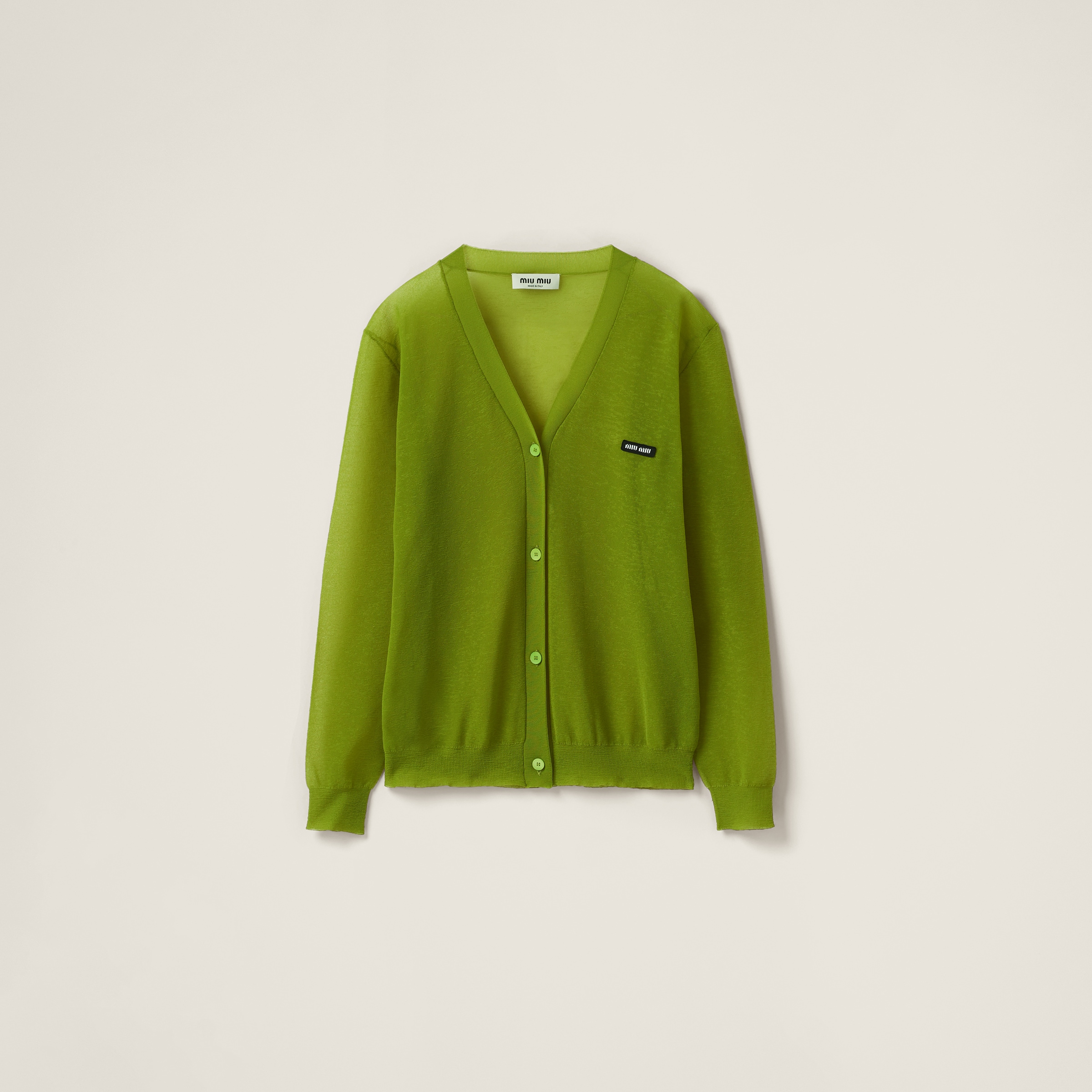 Miumiu Nylon Cardigan In Green