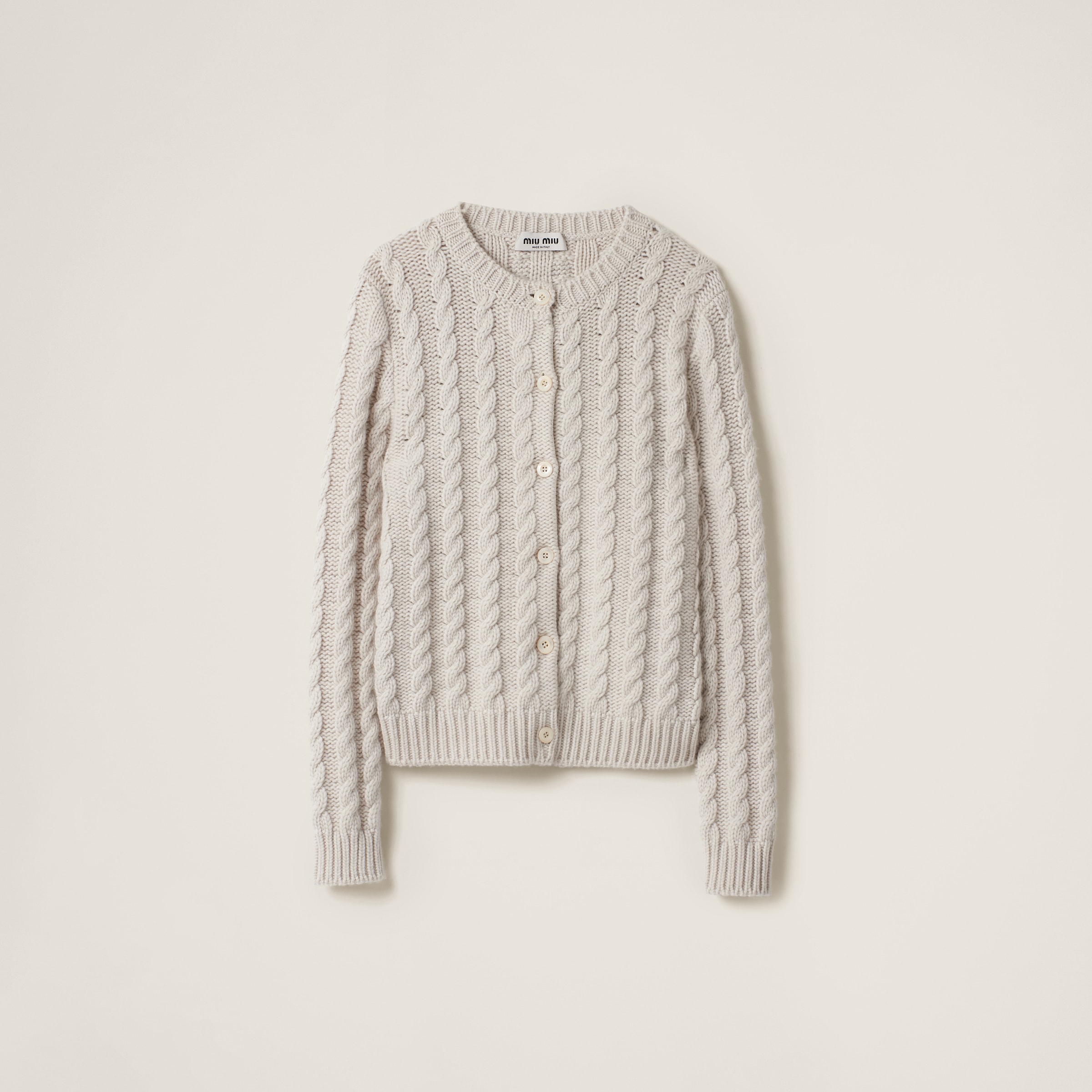 Miumiu Cashmere Knit Cardigan In Brown