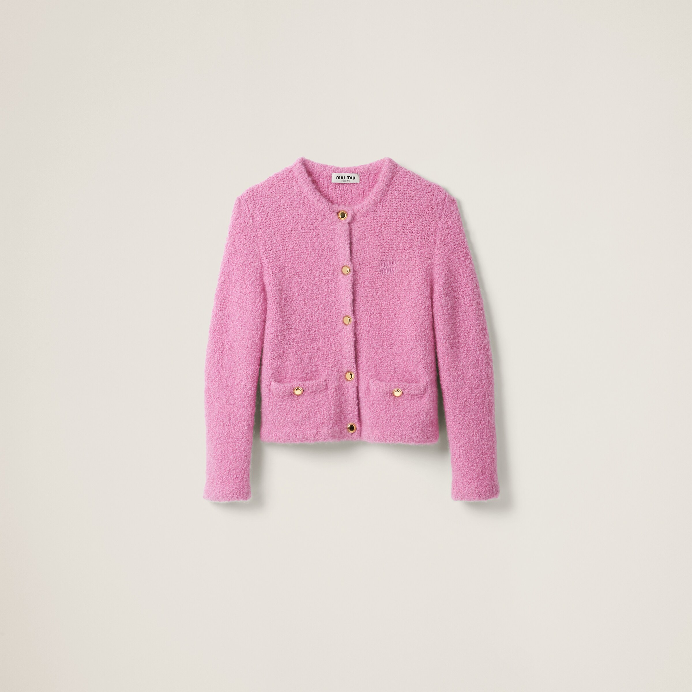 Miu Miu Cashmere And Silk Knit Cardigan In Pink