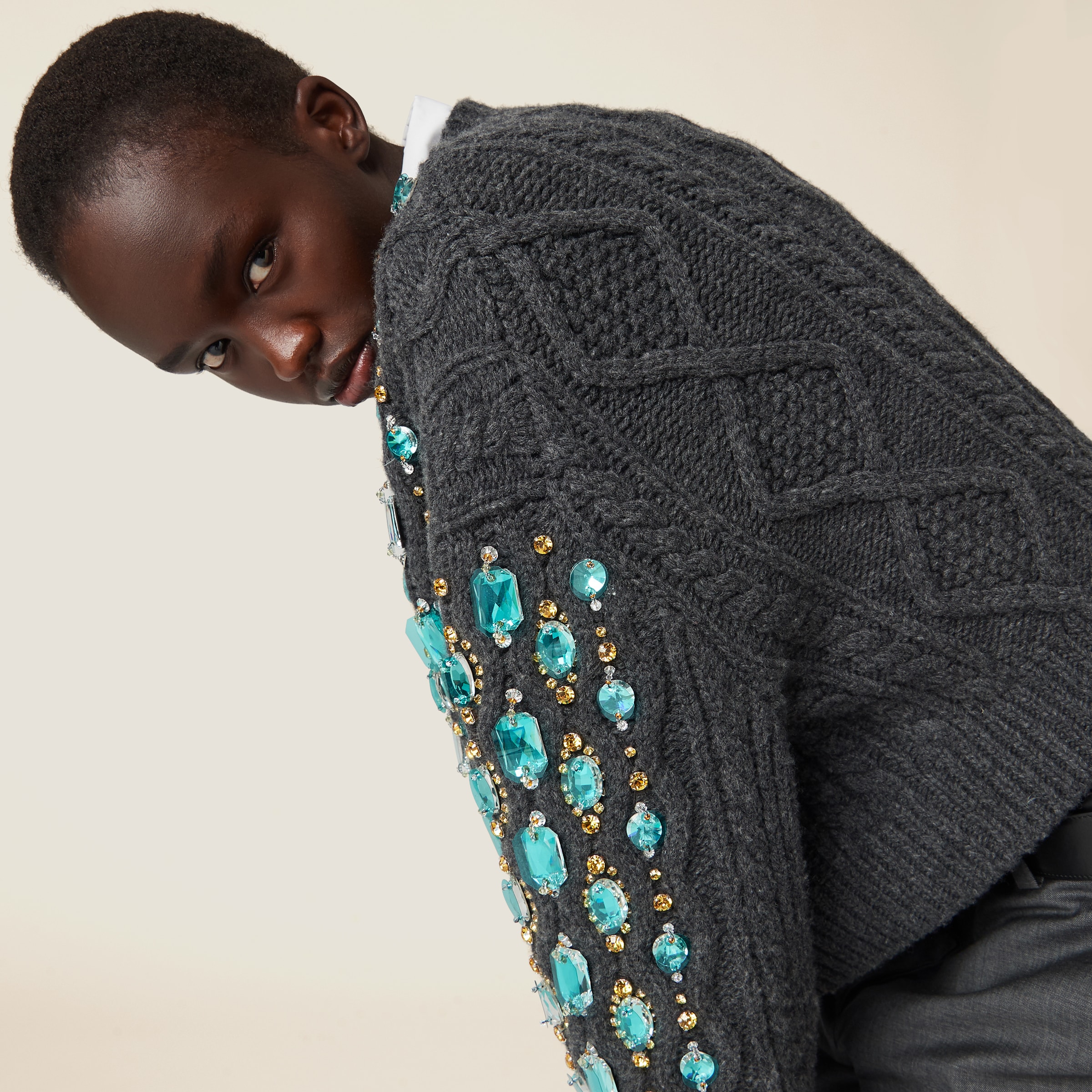 トップス MIU MIU Nylon Knit Cardigan Gray Miu Miu logo-intarsia fine-knit Cardigan | Grey | FARFETCH