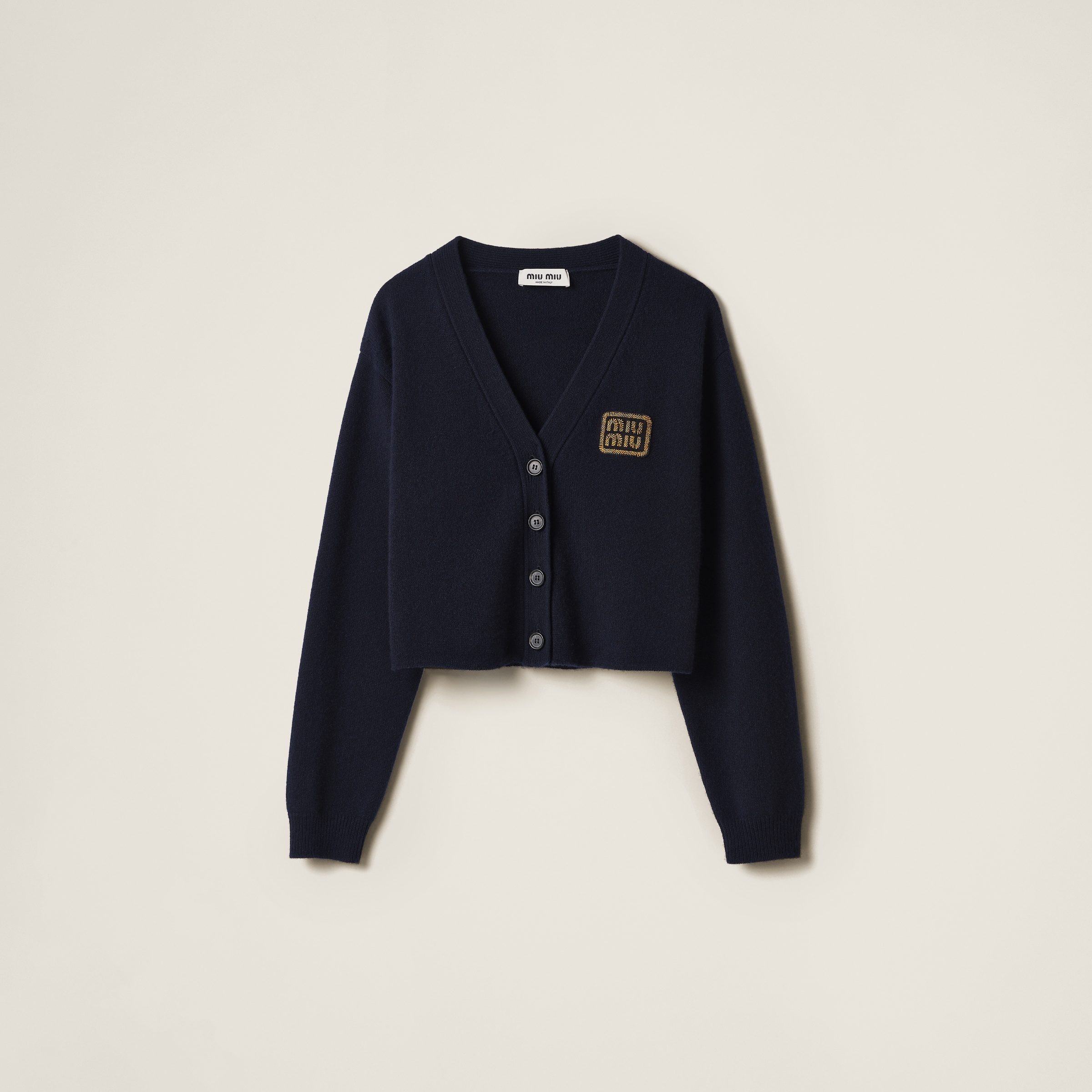 Miumiu Cashmere Knit Cardigan In Navy