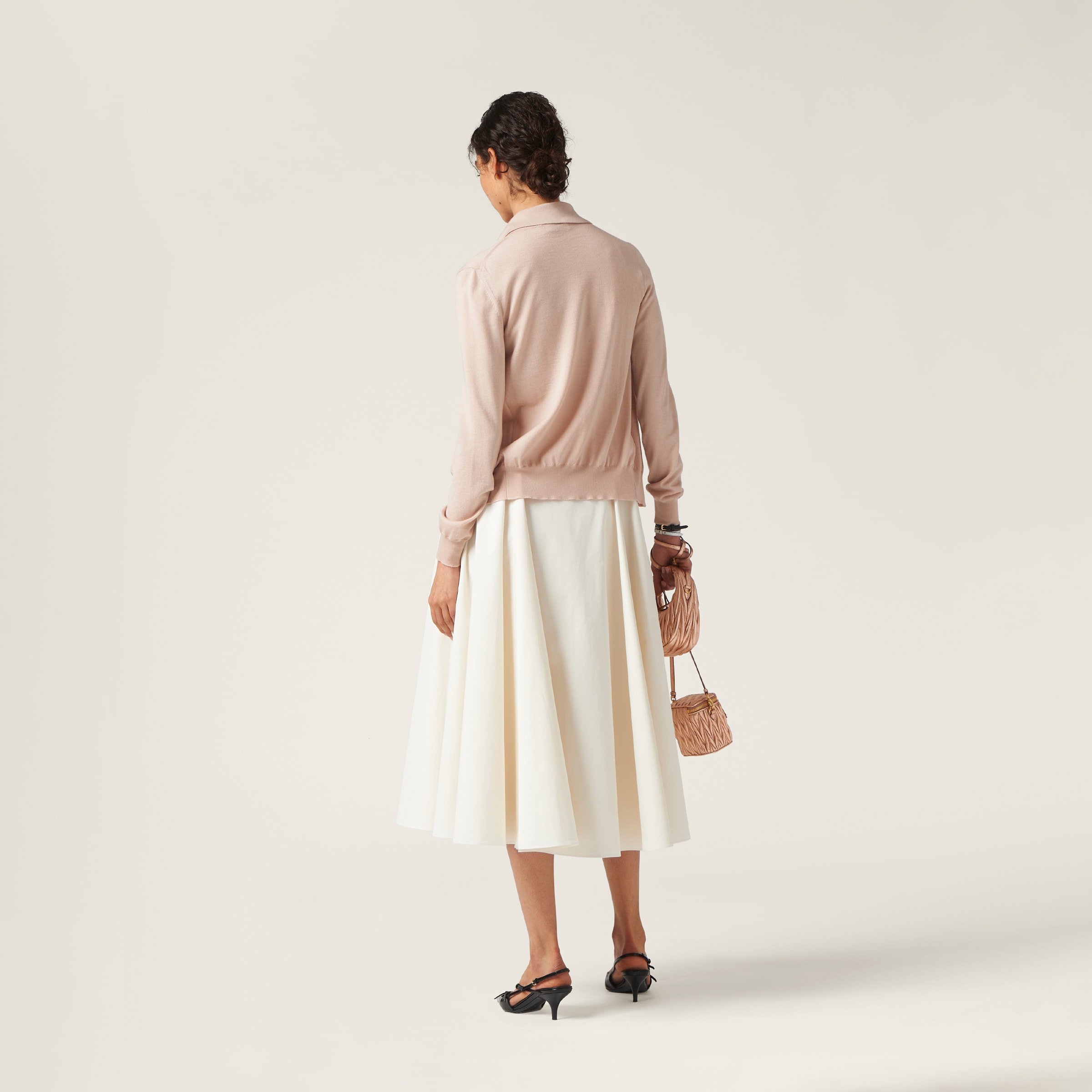 Miu Miu Intarsia-knit Cashmere Cardigan In Albino White