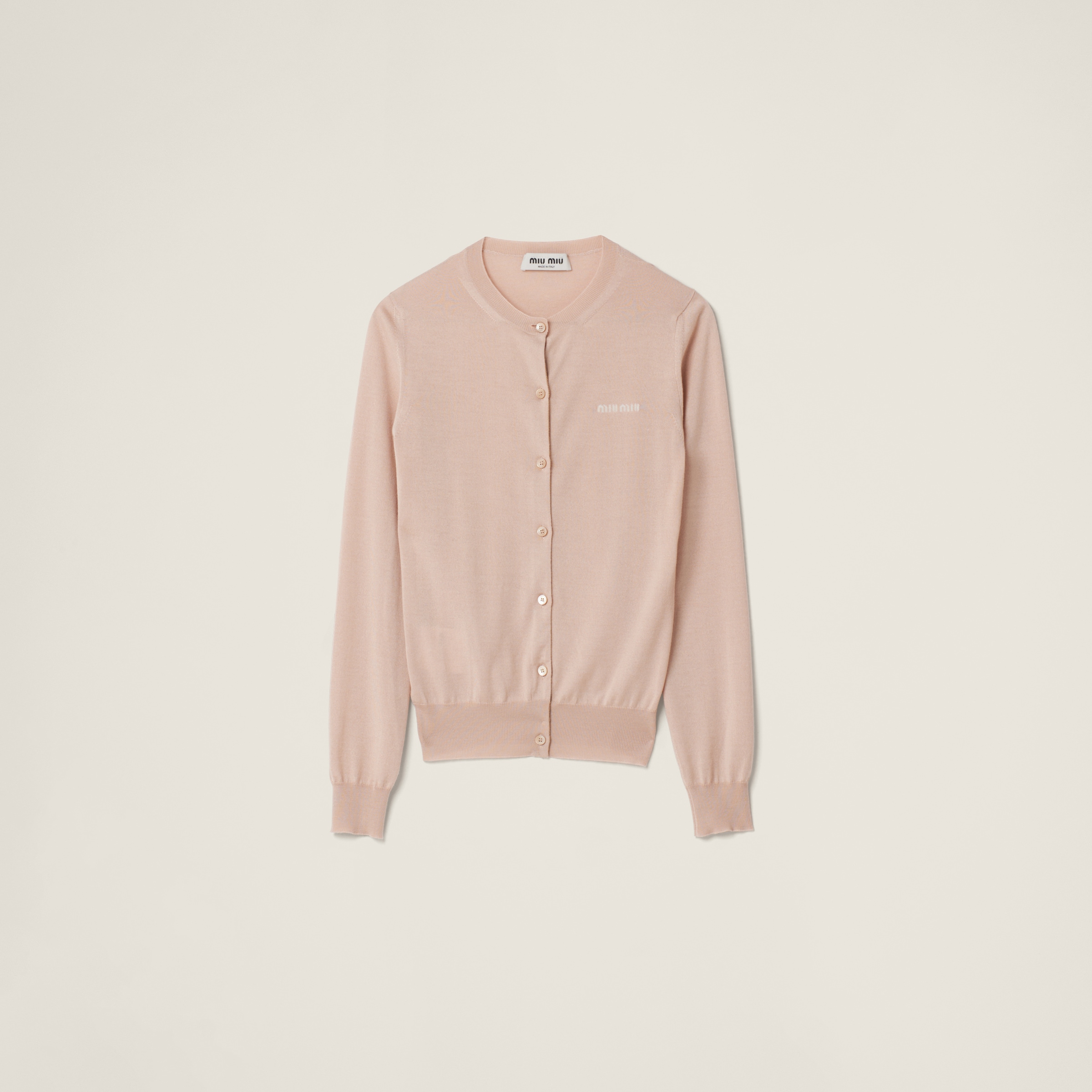 ライトベージュ カシミヤxシルク ニット カーディガン | Miu Miu