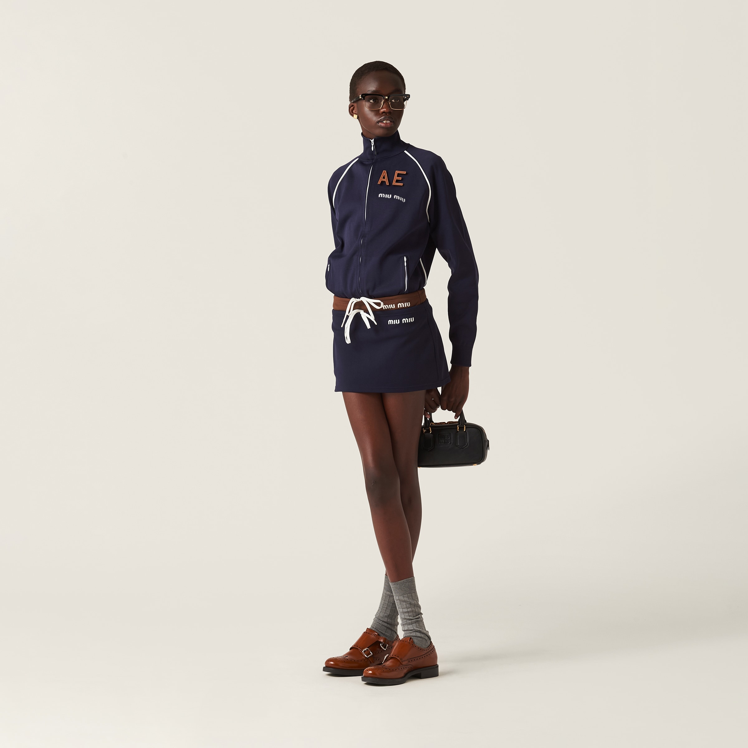 Navy Technical Yarn Sweatshirt | Miu Miu