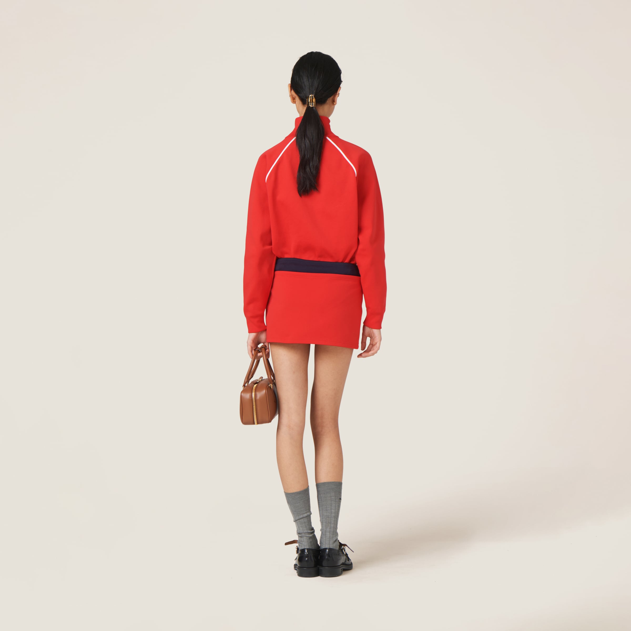 お*が様 miumiu レッド ストライプ ロゴ ニットセーター S お*が様 miumiu レッド ストライプ ロゴ ニットセーター S