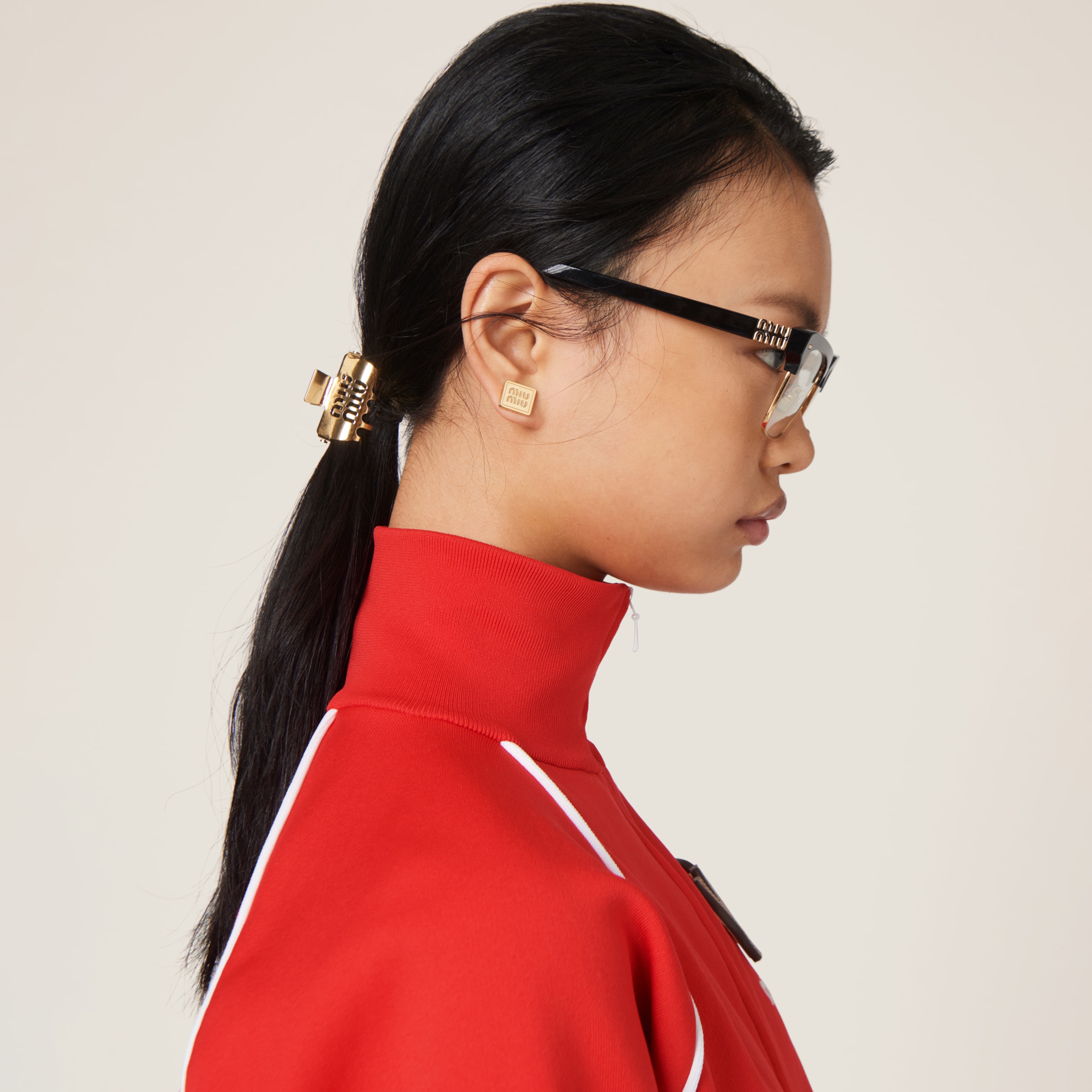 Red Technical Yarn Sweatshirt | Miu Miu