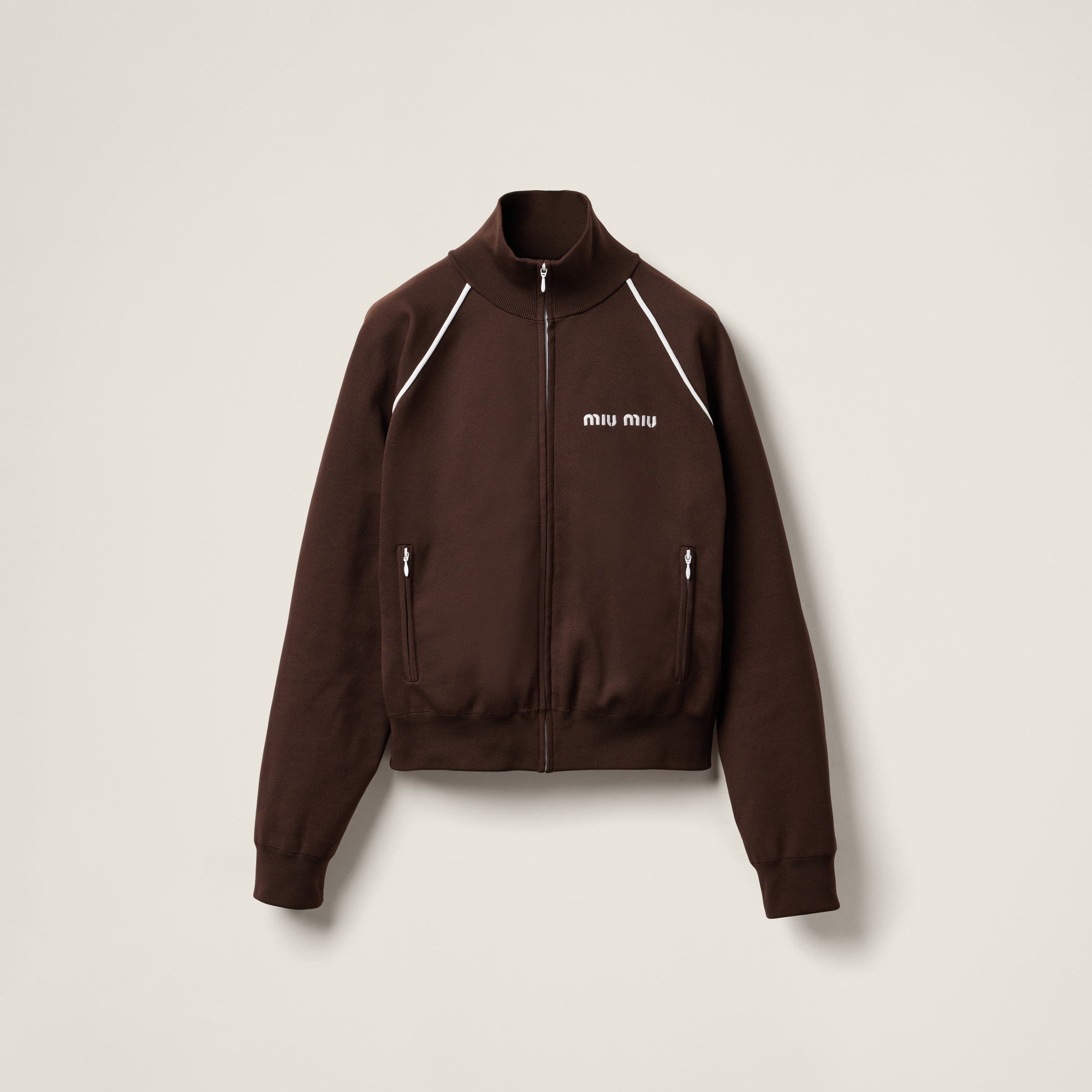 Cocoa Brown Technical Yarn Sweatshirt | Miu Miu