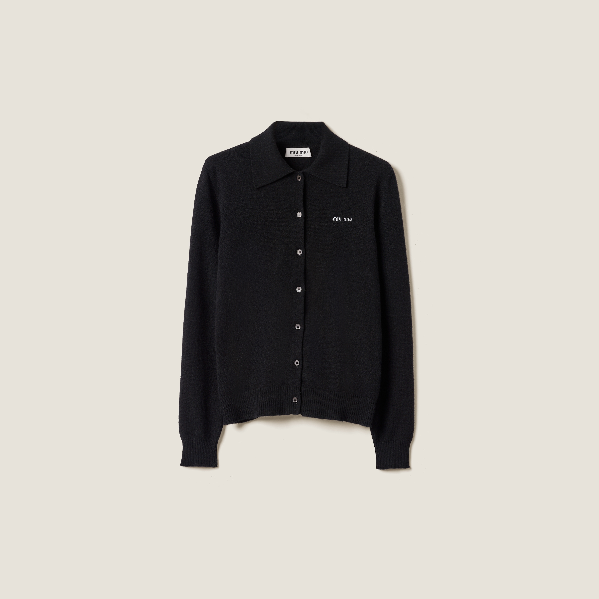 Miumiu Cashmere Knit Cardigan In Black