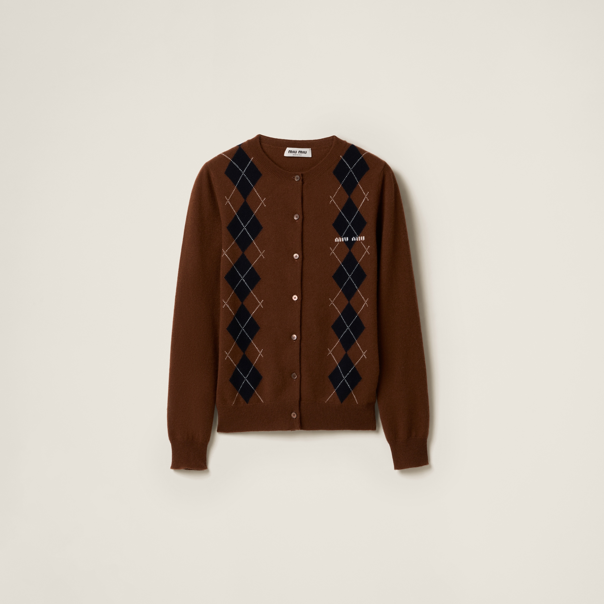 Tobacco Cashmere Knit Cardigan | Miu Miu Tobacco Cashmere Knit Cardigan | Miu Miu