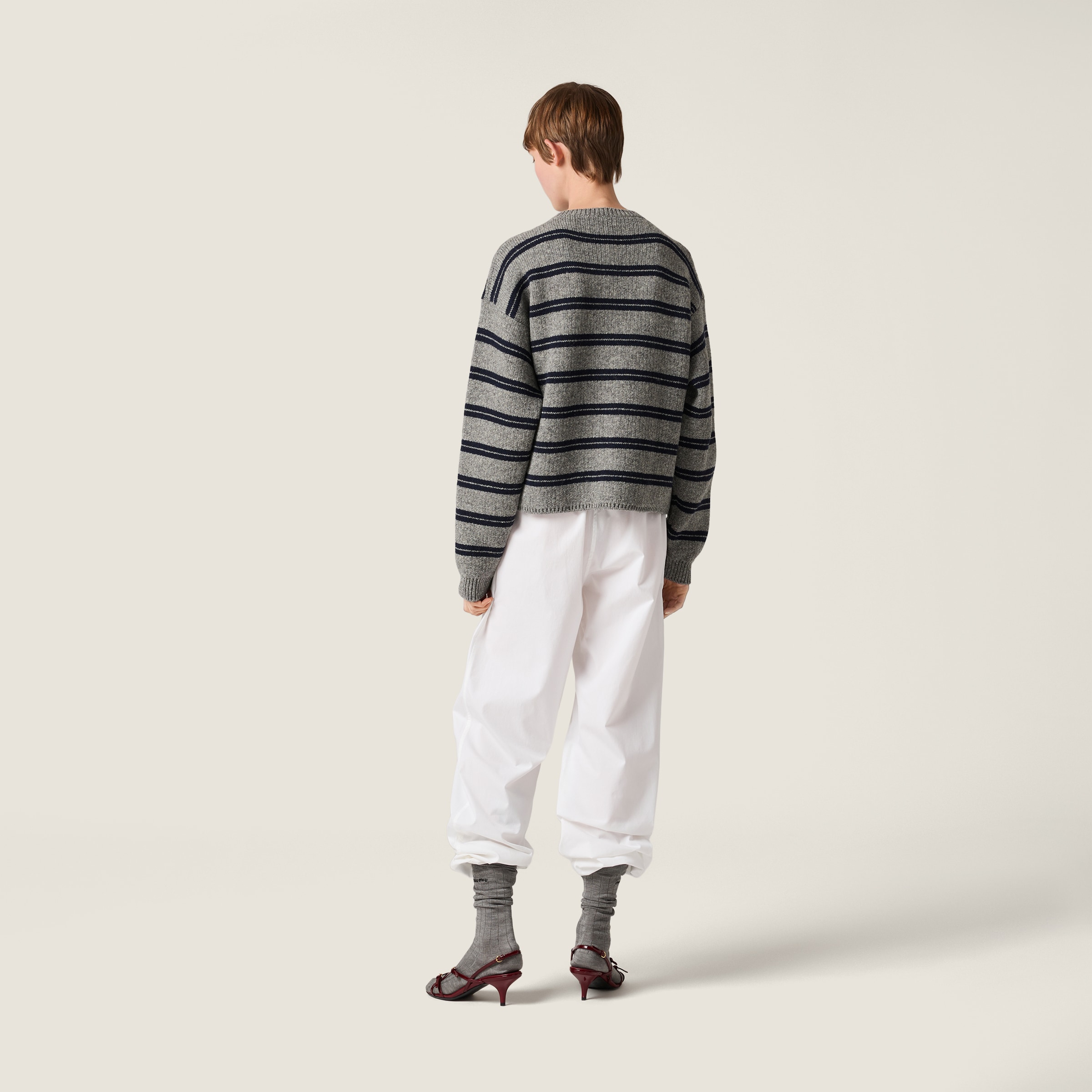 Miu Miu Shetland Knit Cardigan In Gray