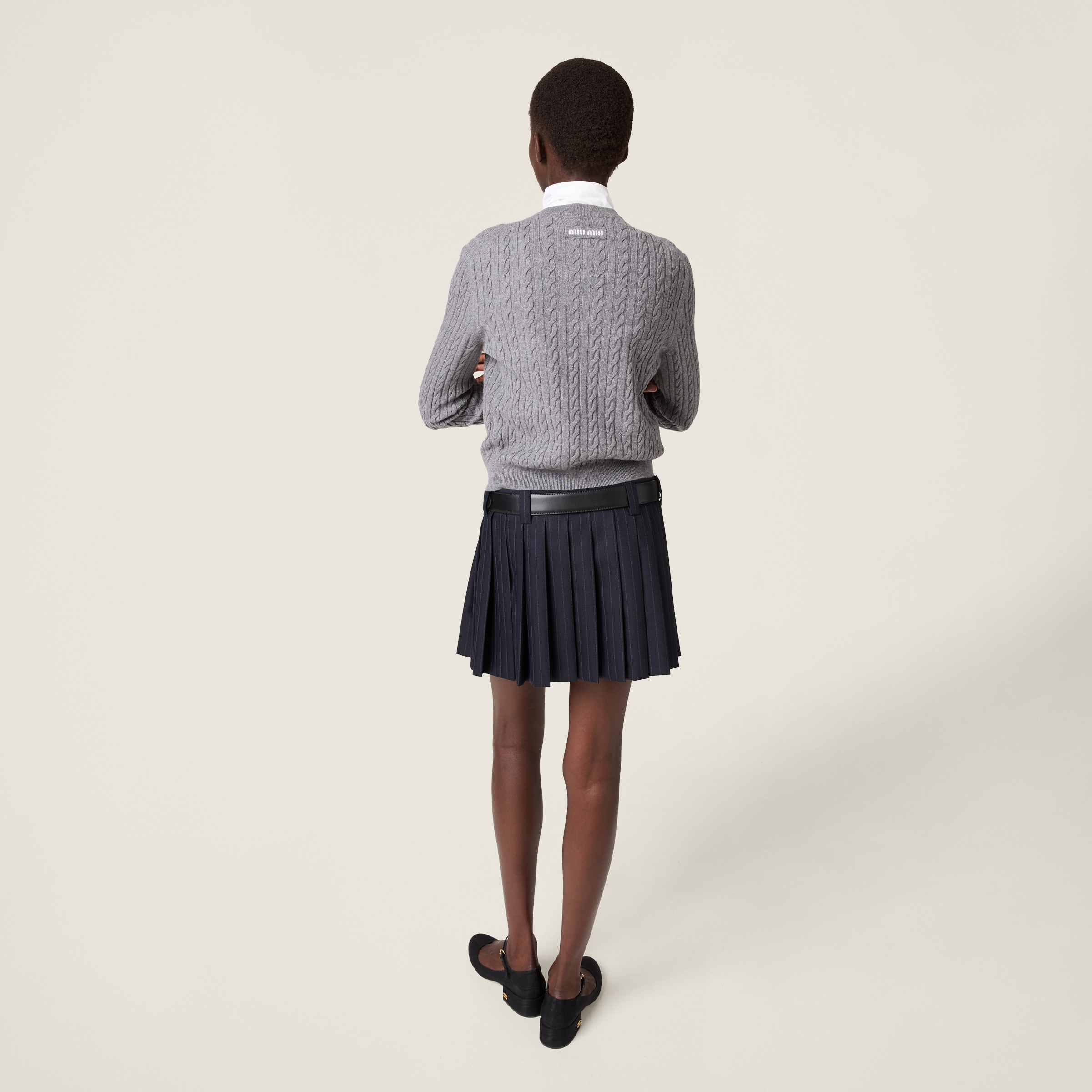 Miu Miu Cashmere Knit Cardigan In Steel Gray