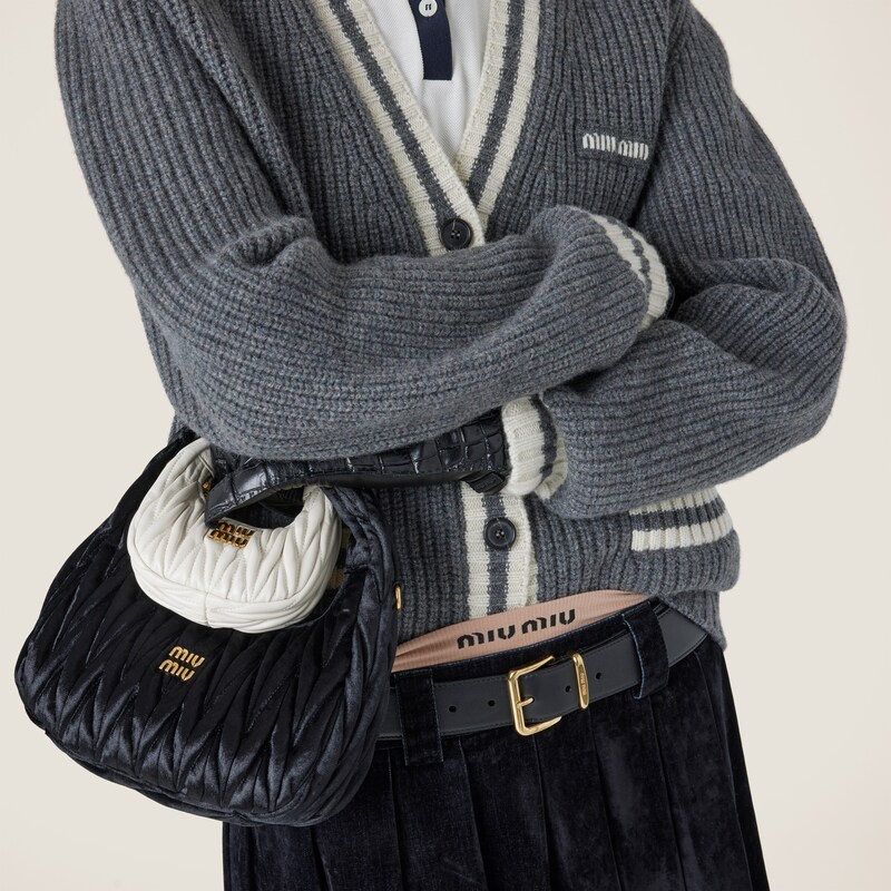 Ribbed knit wool and cashmere cardigan