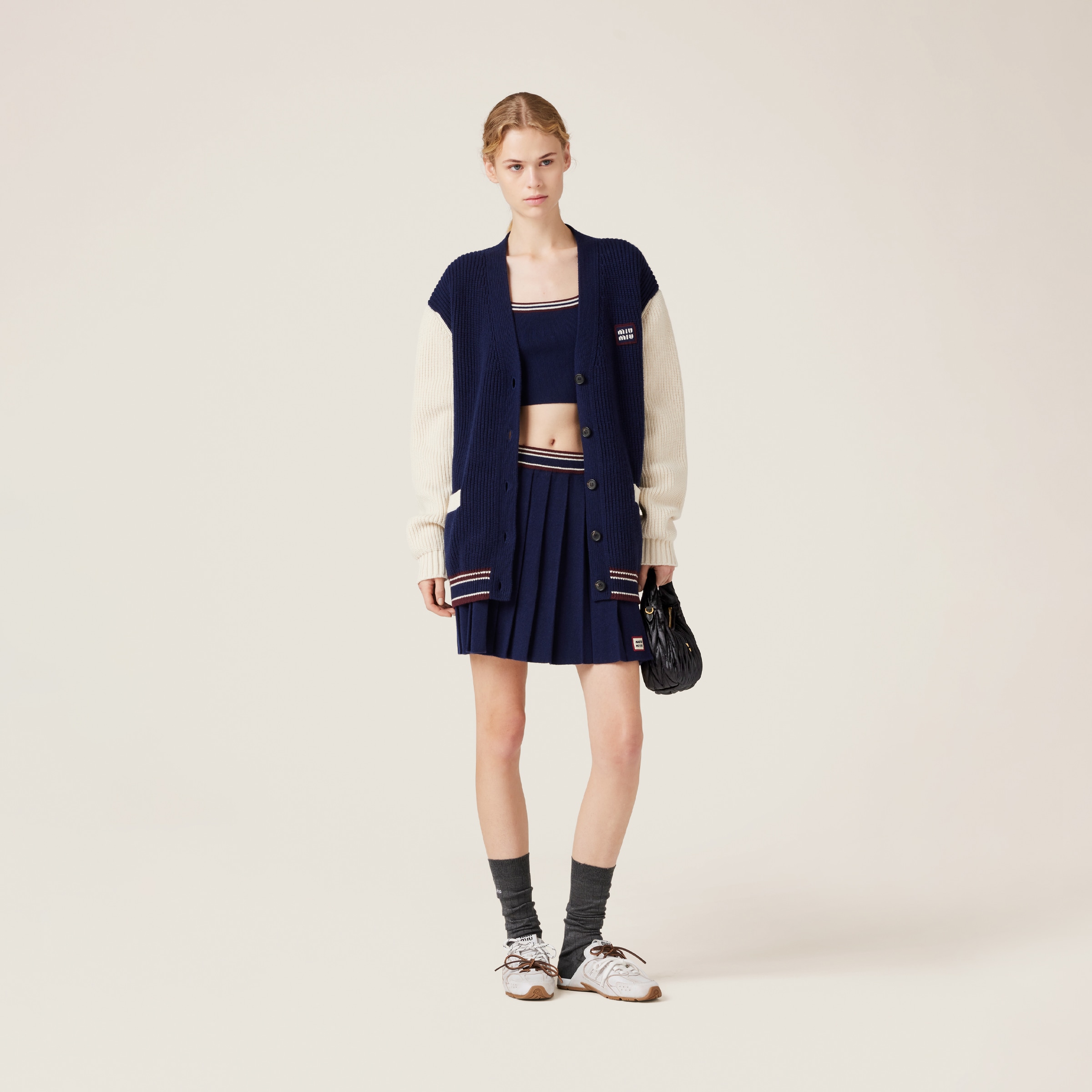 Miumiu 2025  Cardigan With Bow Cuff Cotton Wool