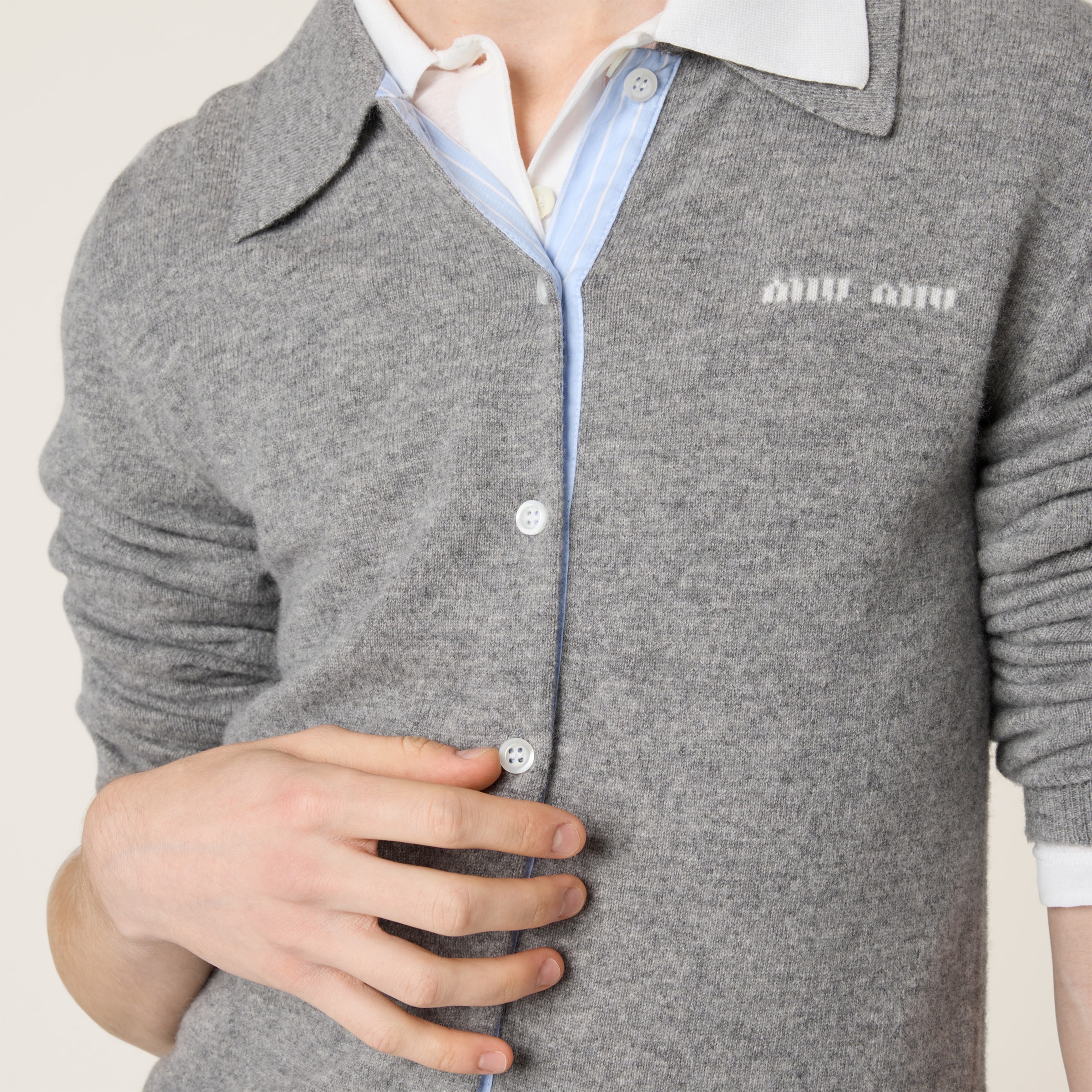Miu Miu Cashmere Cardigan In Grey