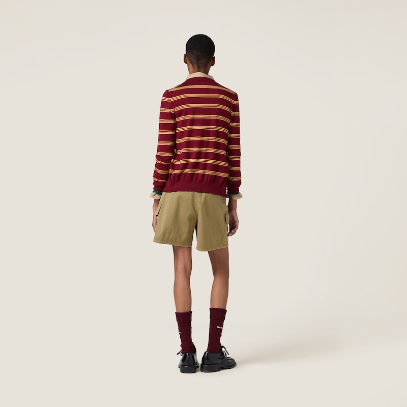 كارديغان مخطط من الحرير والكشمير