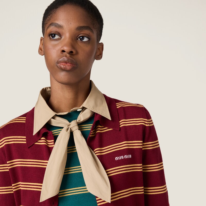 كارديغان مخطط من الحرير والكشمير