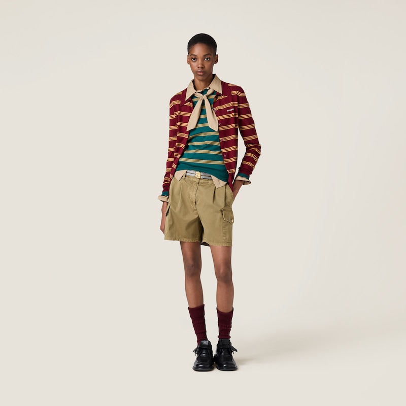 كارديغان مخطط من الحرير والكشمير