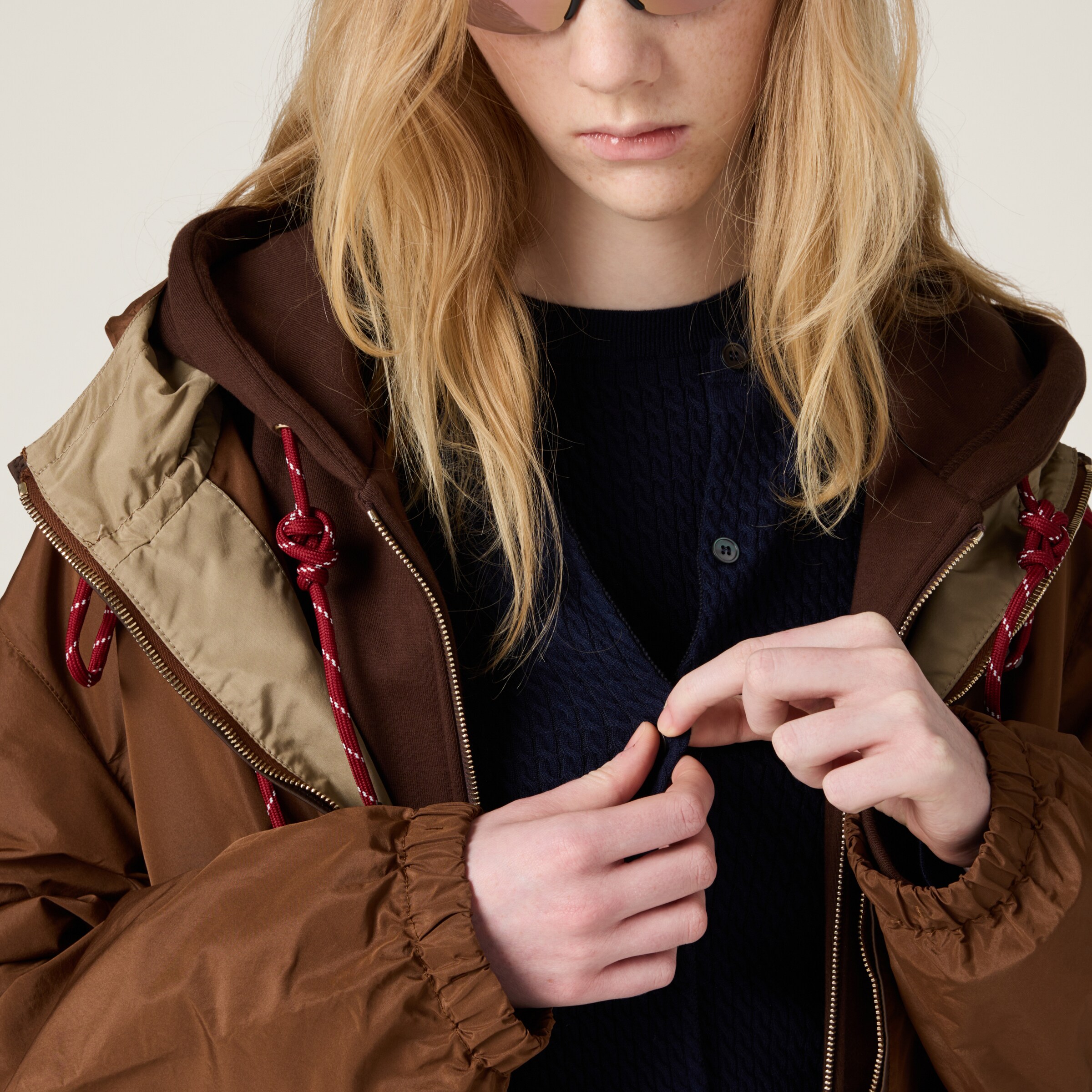 Navy Cable-knit Cashmere And Silk Cardigan | Miu Miu