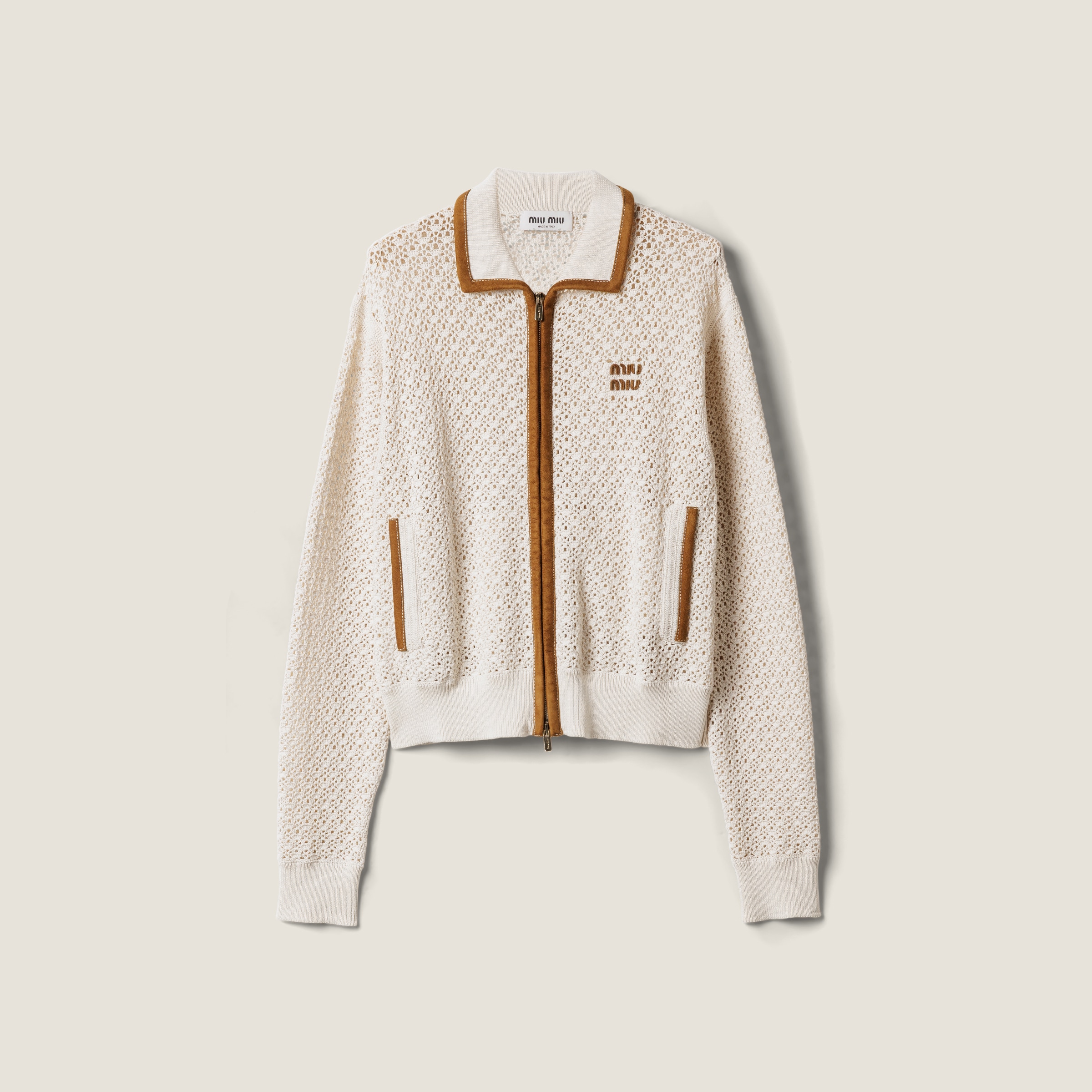 Miu Miu Cotton And Suede Cardigan