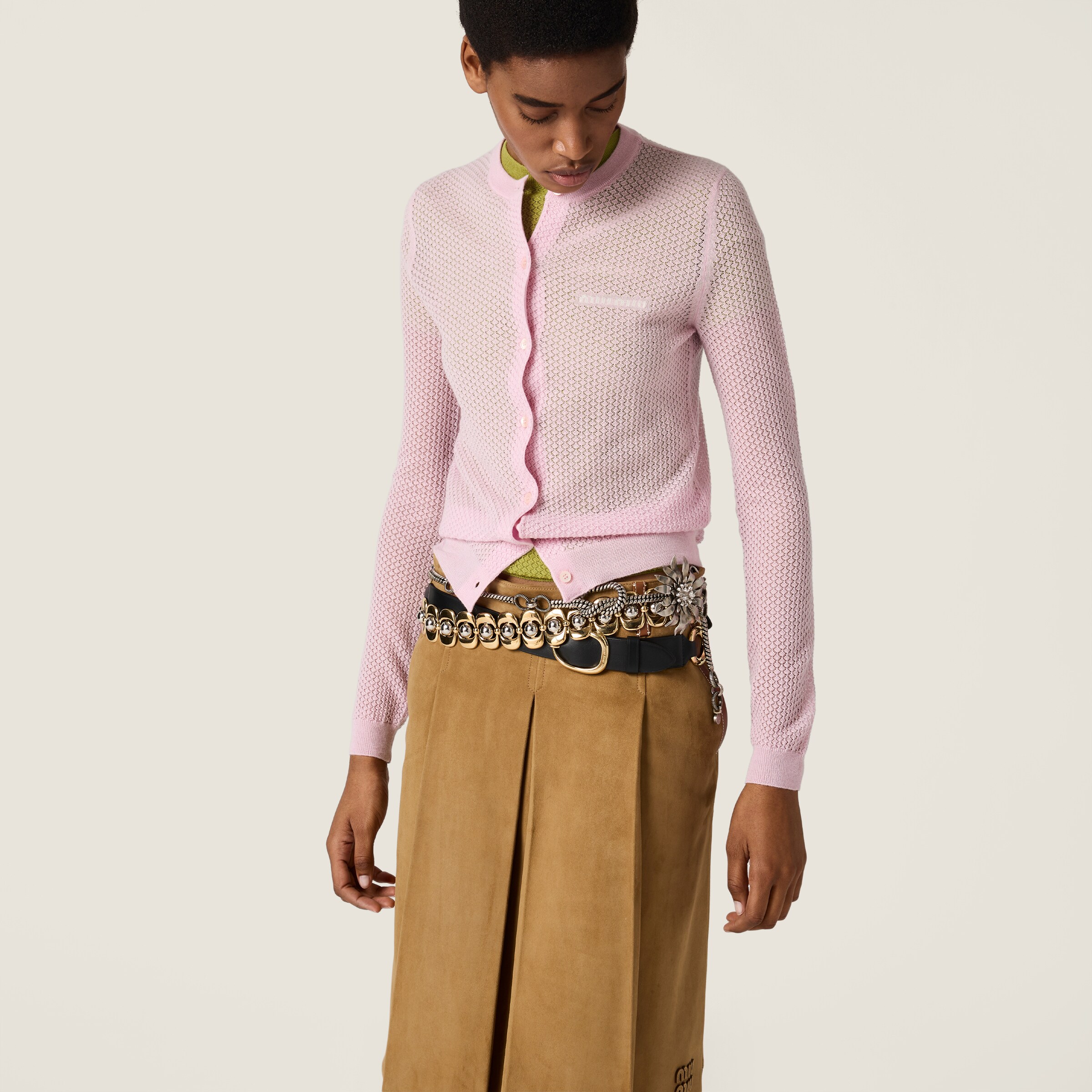 ピンク カシミヤカーディガン | Miu Miu