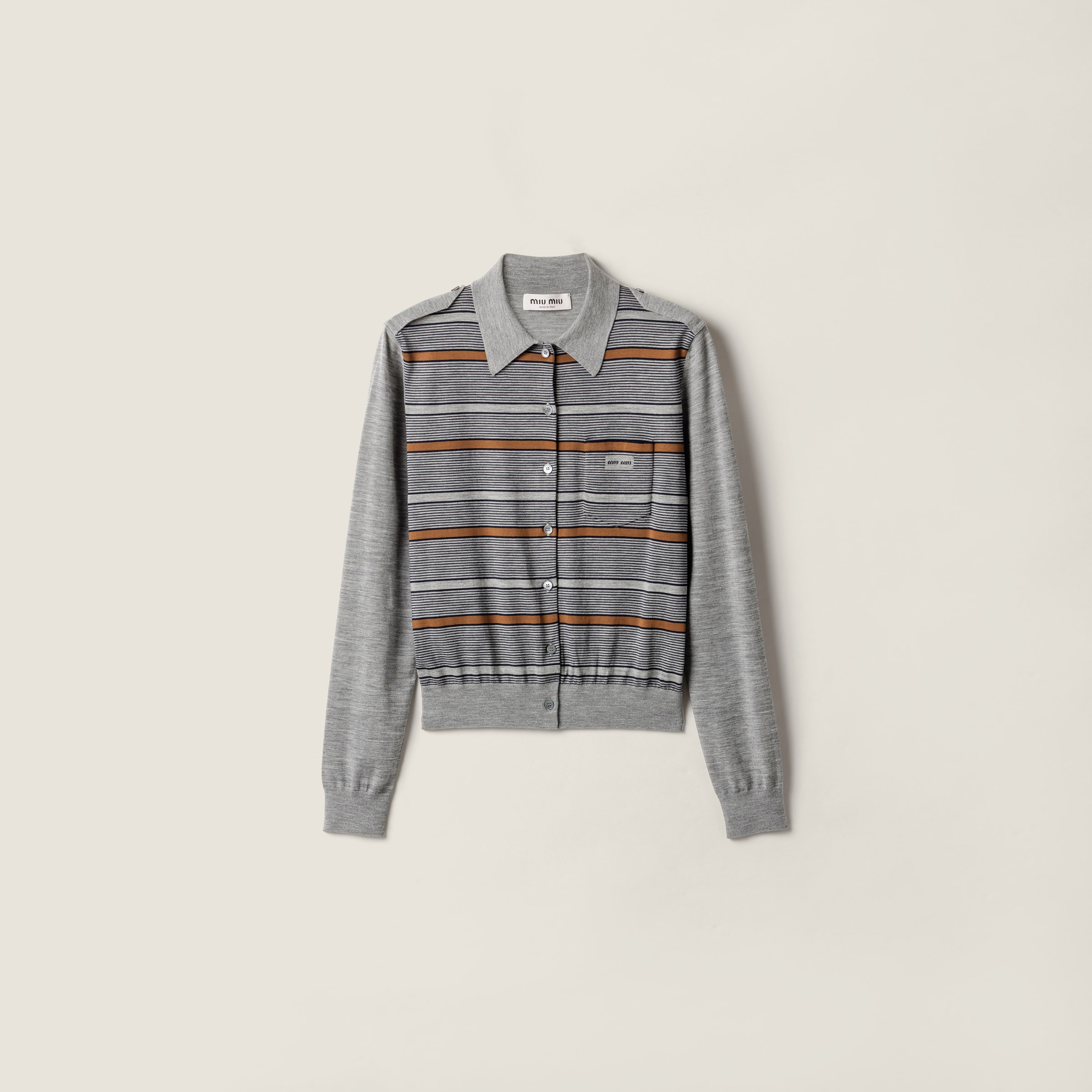 Miu Miu Wool Cardigan In Gray