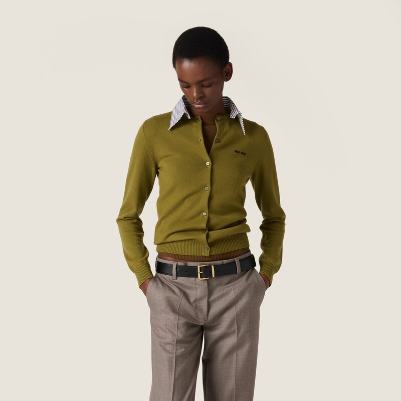 Cashmere cardigan with collar