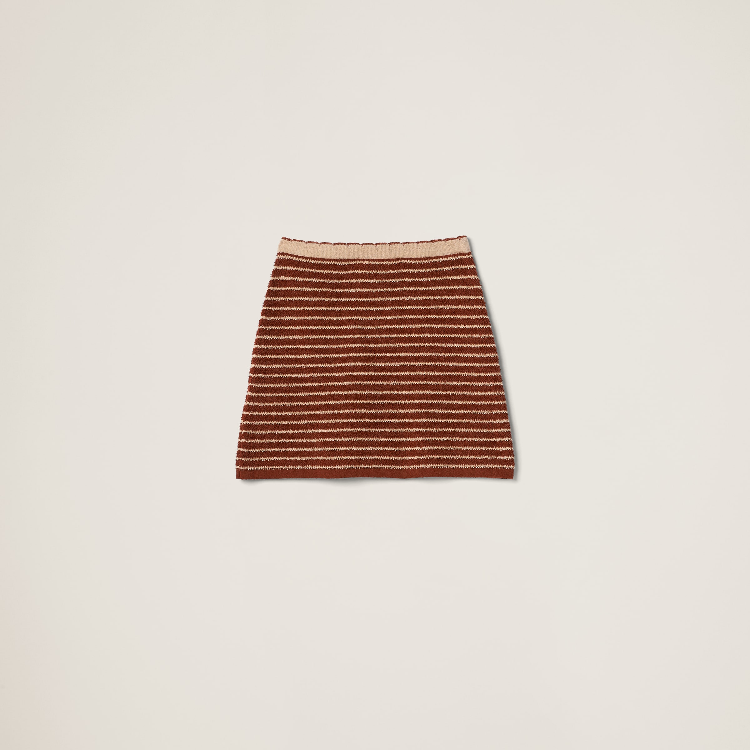 Miu Miu Stripe Boucle Mini Skirt In Tobacco