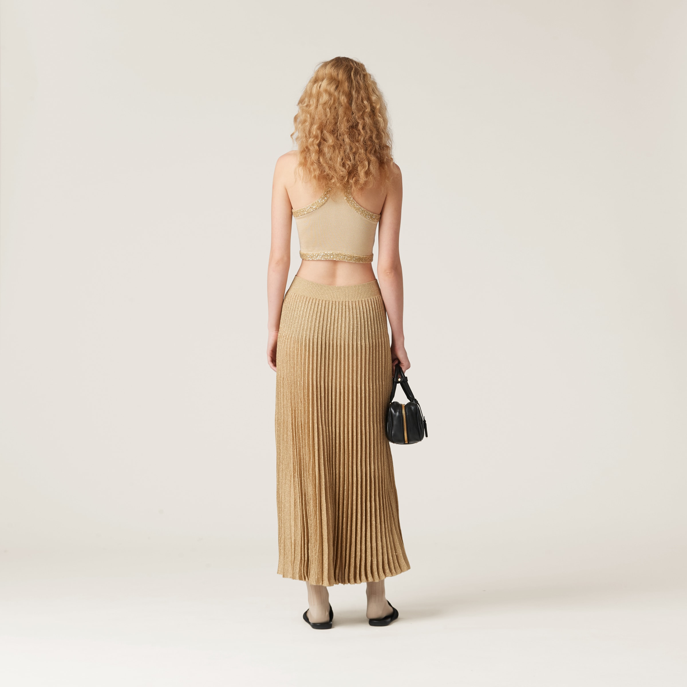 スカート MiuMiu | Lame skirt MMG486_14AU_F0056_S_OOO Gold Lamé Skirt | Miu Miu