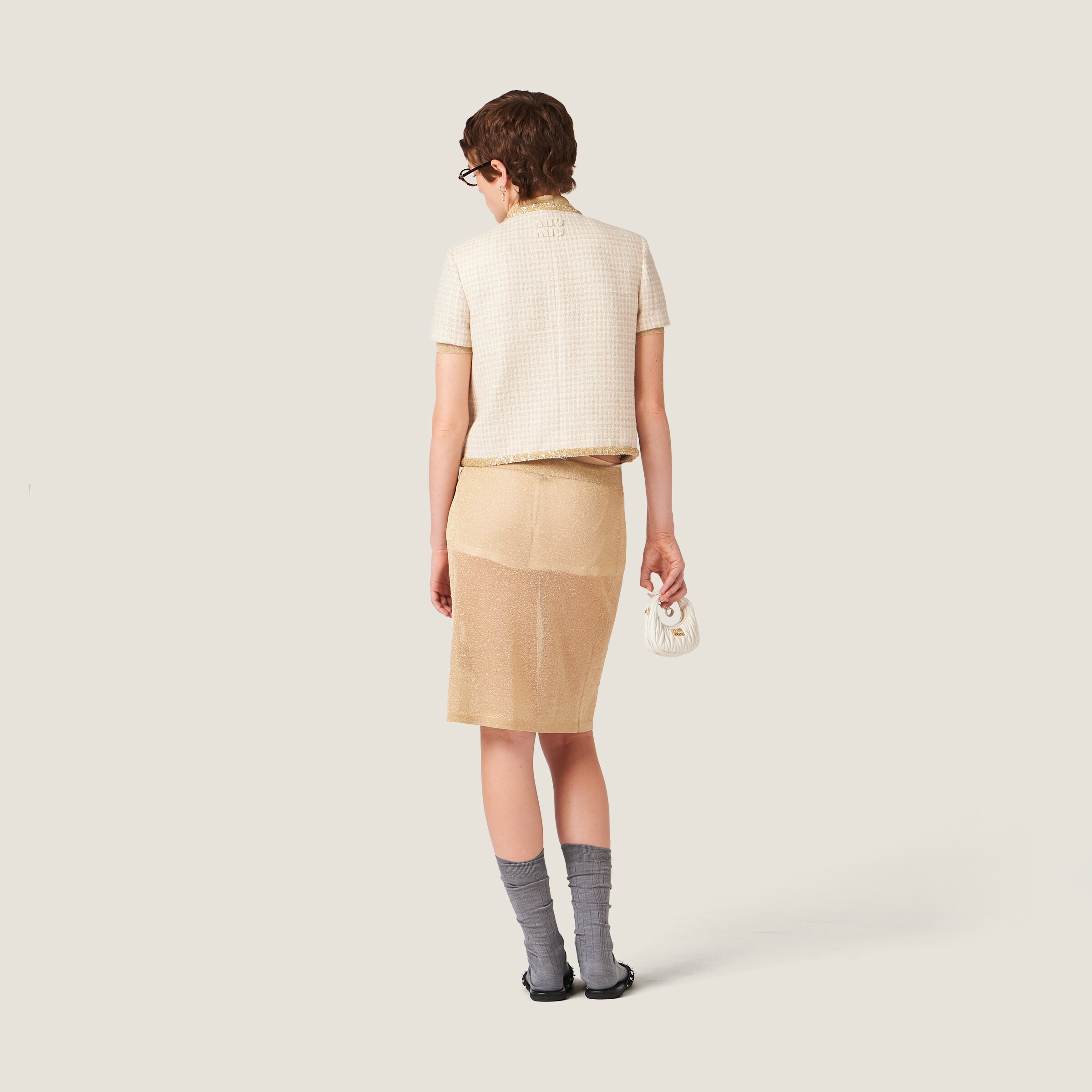 スカート MiuMiu | Lame skirt MMG486_14AU_F0056_S_OOO Gold Lamé Skirt | Miu Miu
