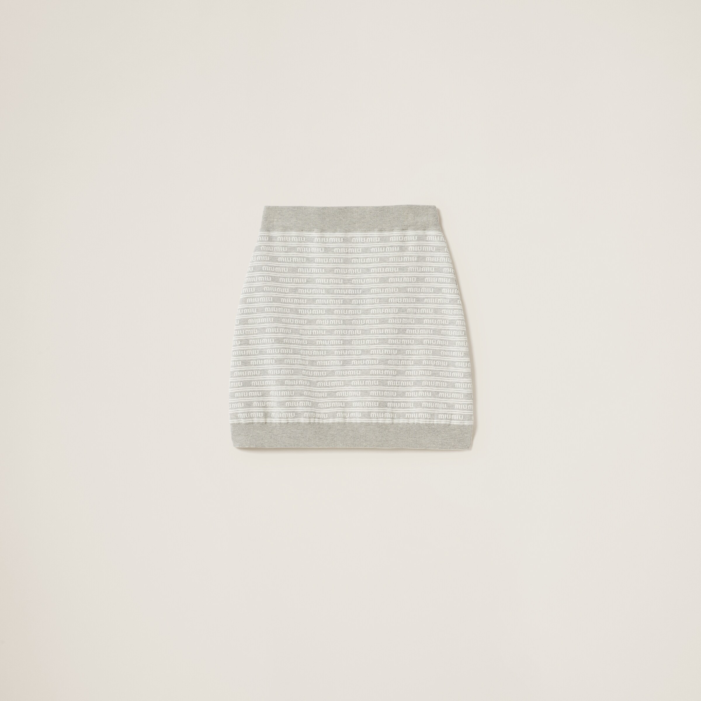 Shop Miu Miu Cotton Miniskirt In Marble Gray/tan