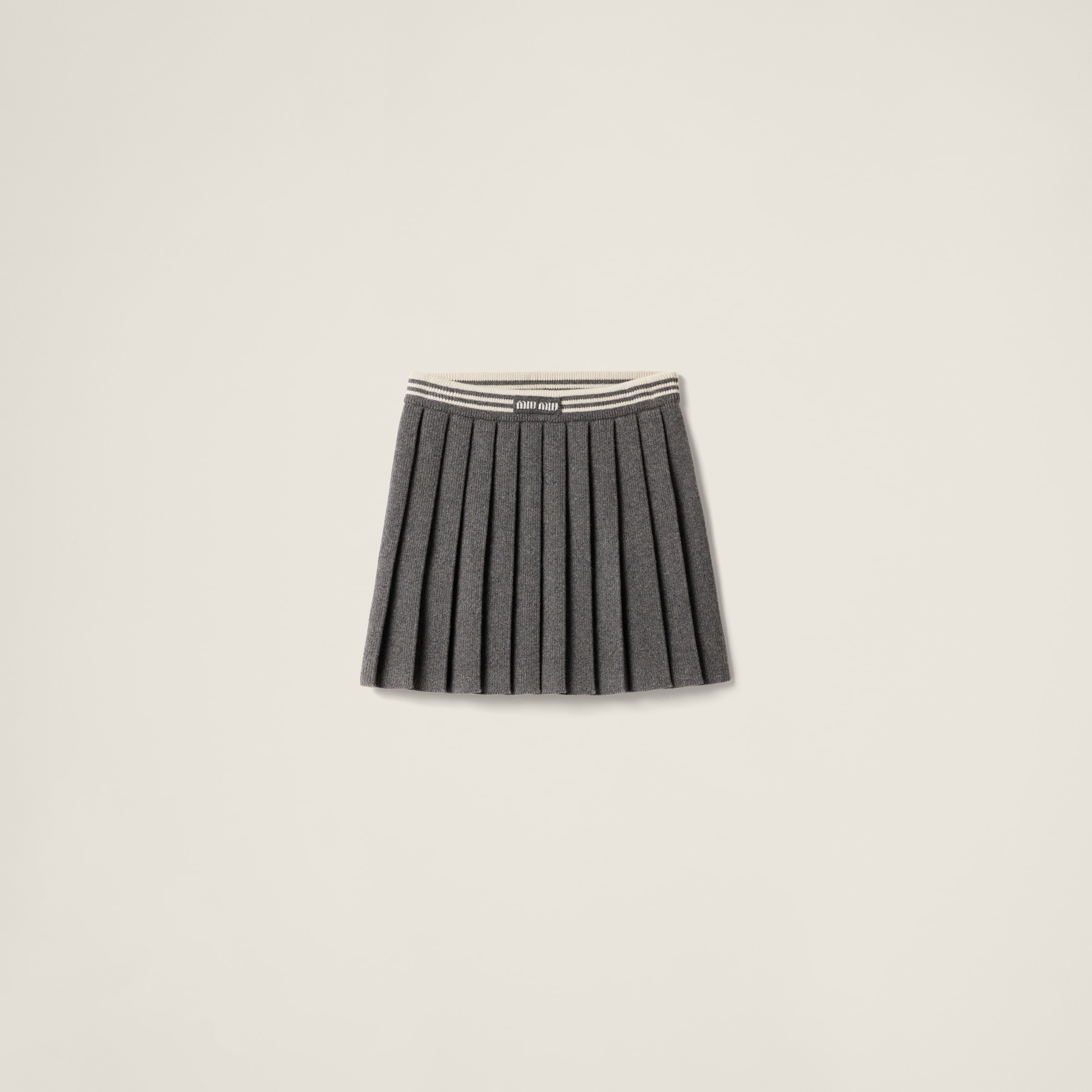 Miu Miu Wool And Cashmere Skirt In Slate Gray