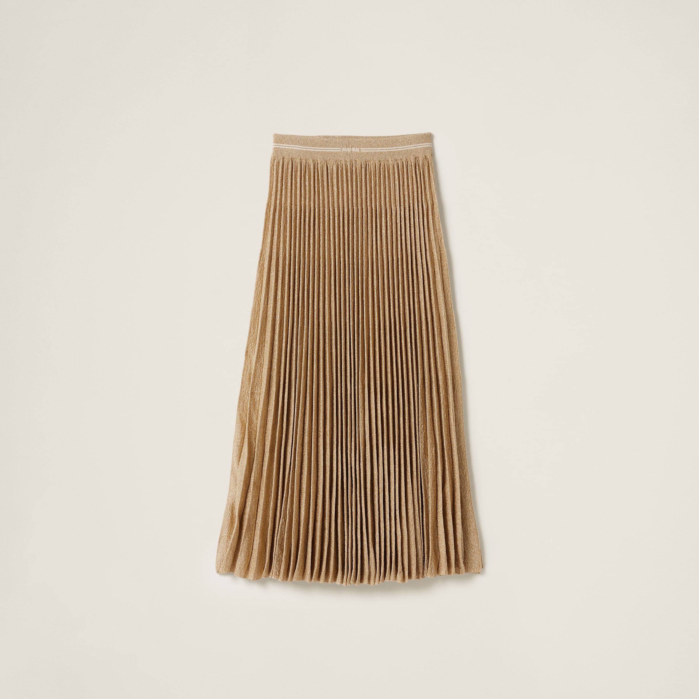 Miu Miu Pleated Lamé Skirt In Gold