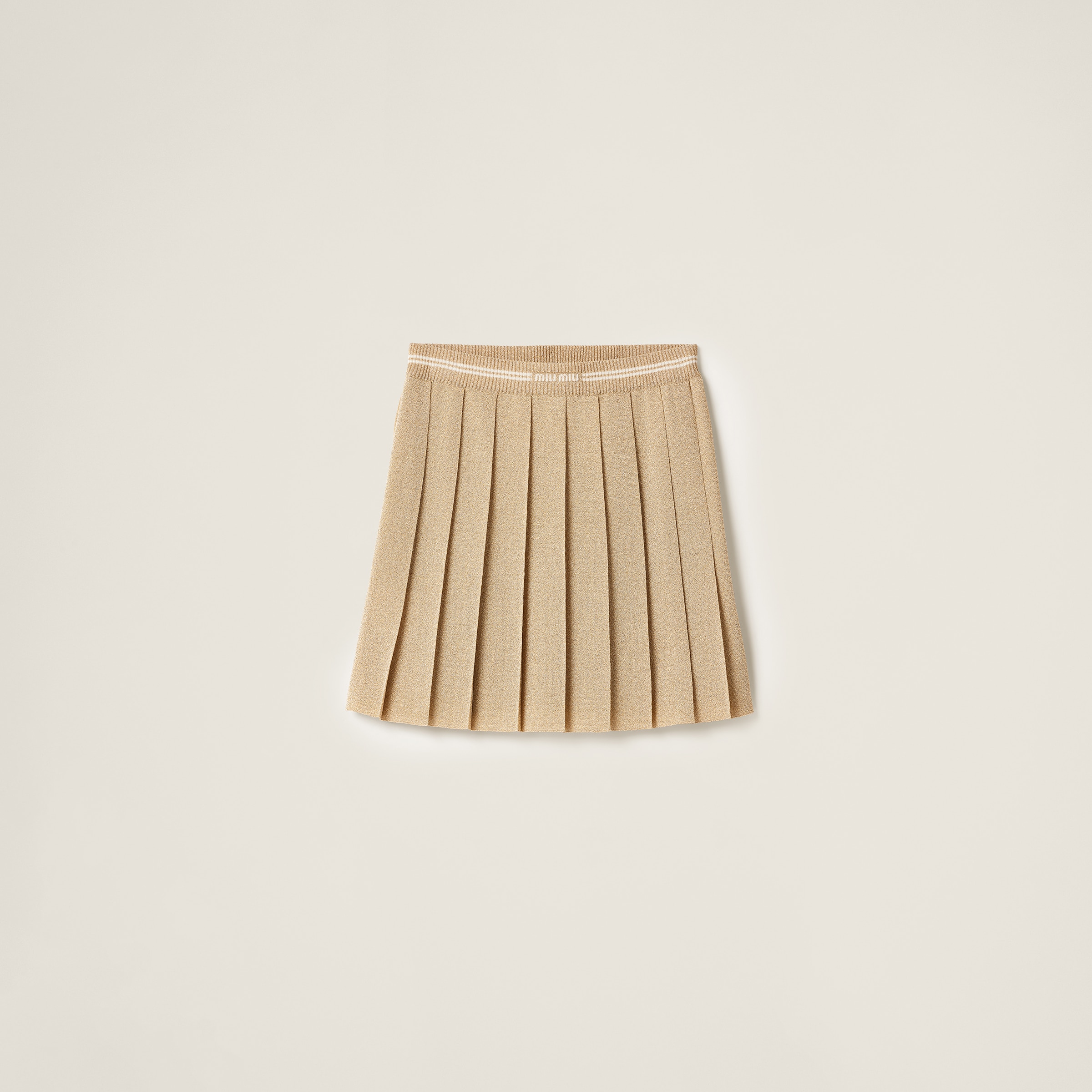 Miu Miu Lamé Mini-skirt In Gold