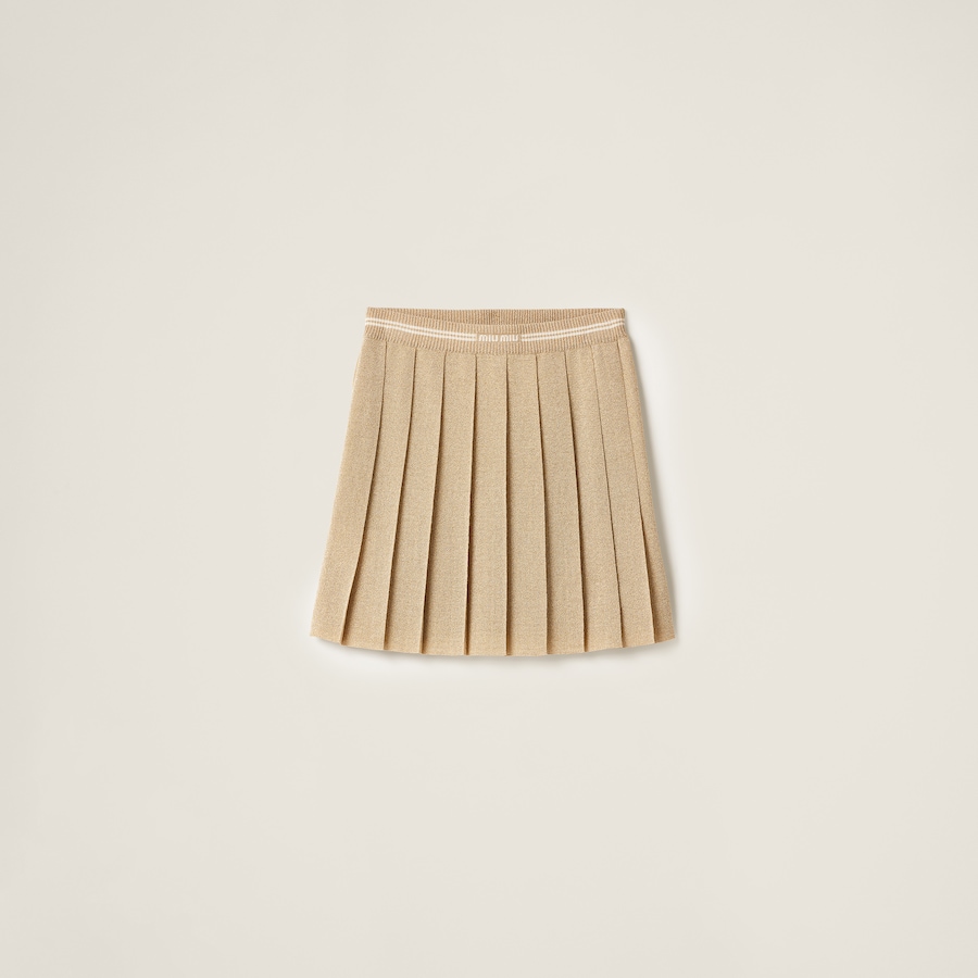 美品】MIU MIU 膝丈スカート プリーツ ブラウン 38 巻きスカート
