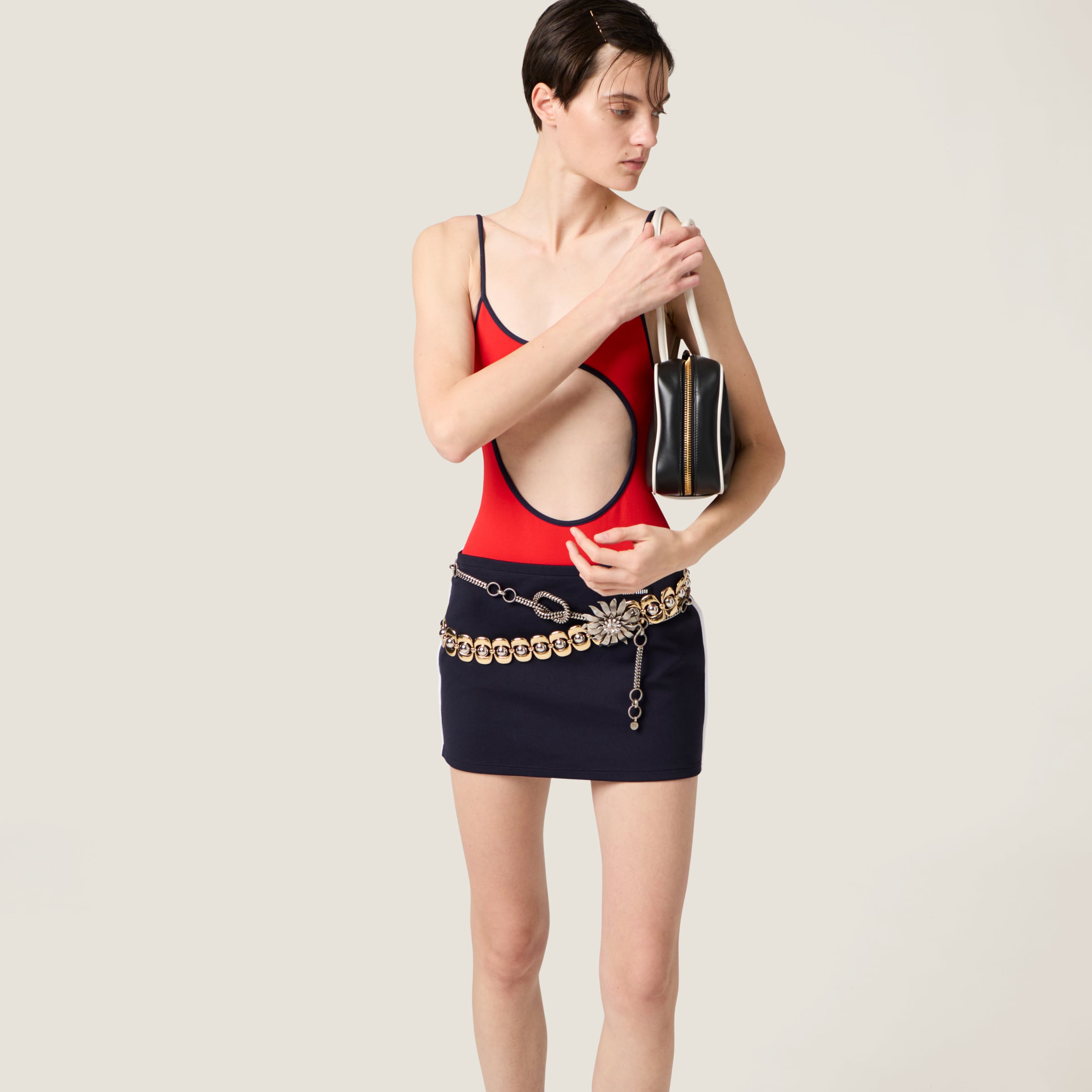 MIU MIU TECHNICAL YARN MINISKIRT