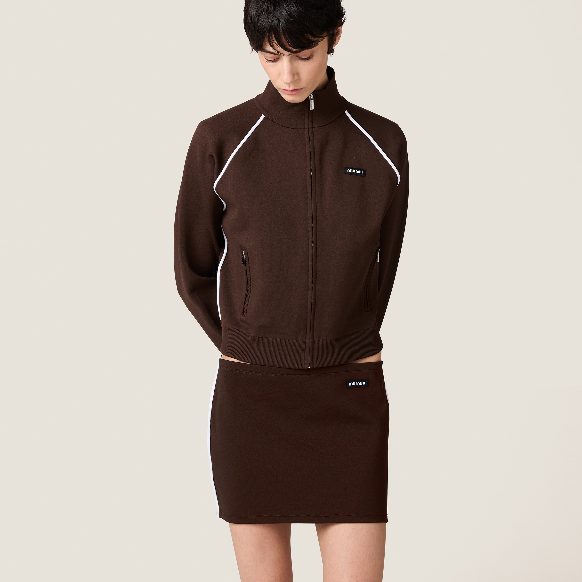 MIU MIU TECHNICAL YARN MINISKIRT