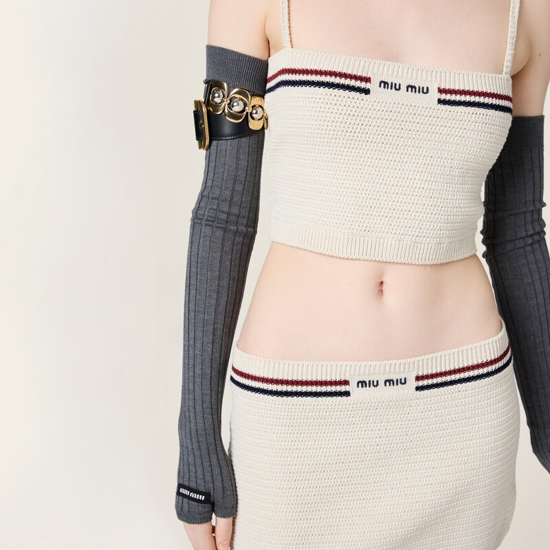 Cotton knit miniskirt